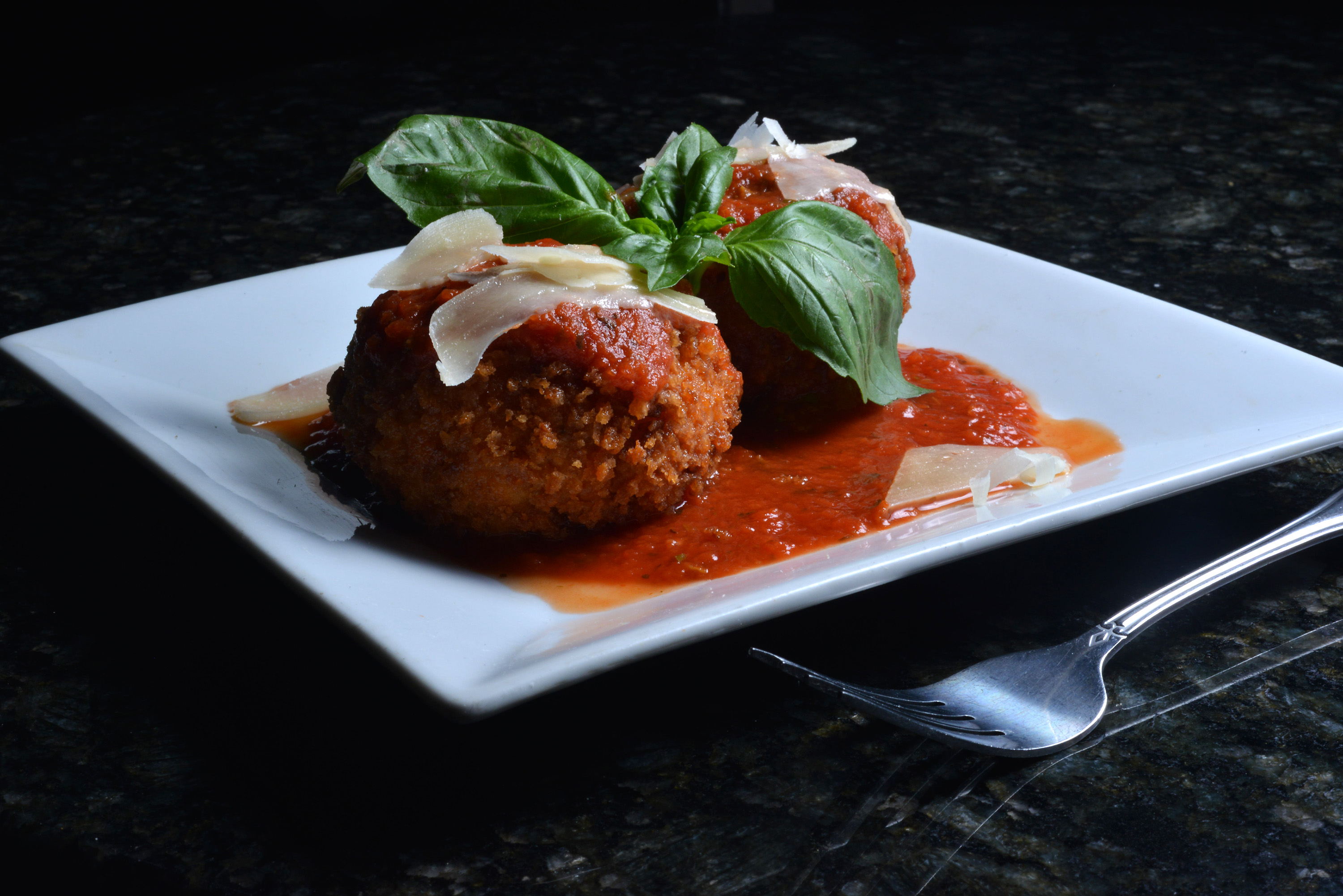 Stuffed arancini is deep fried.