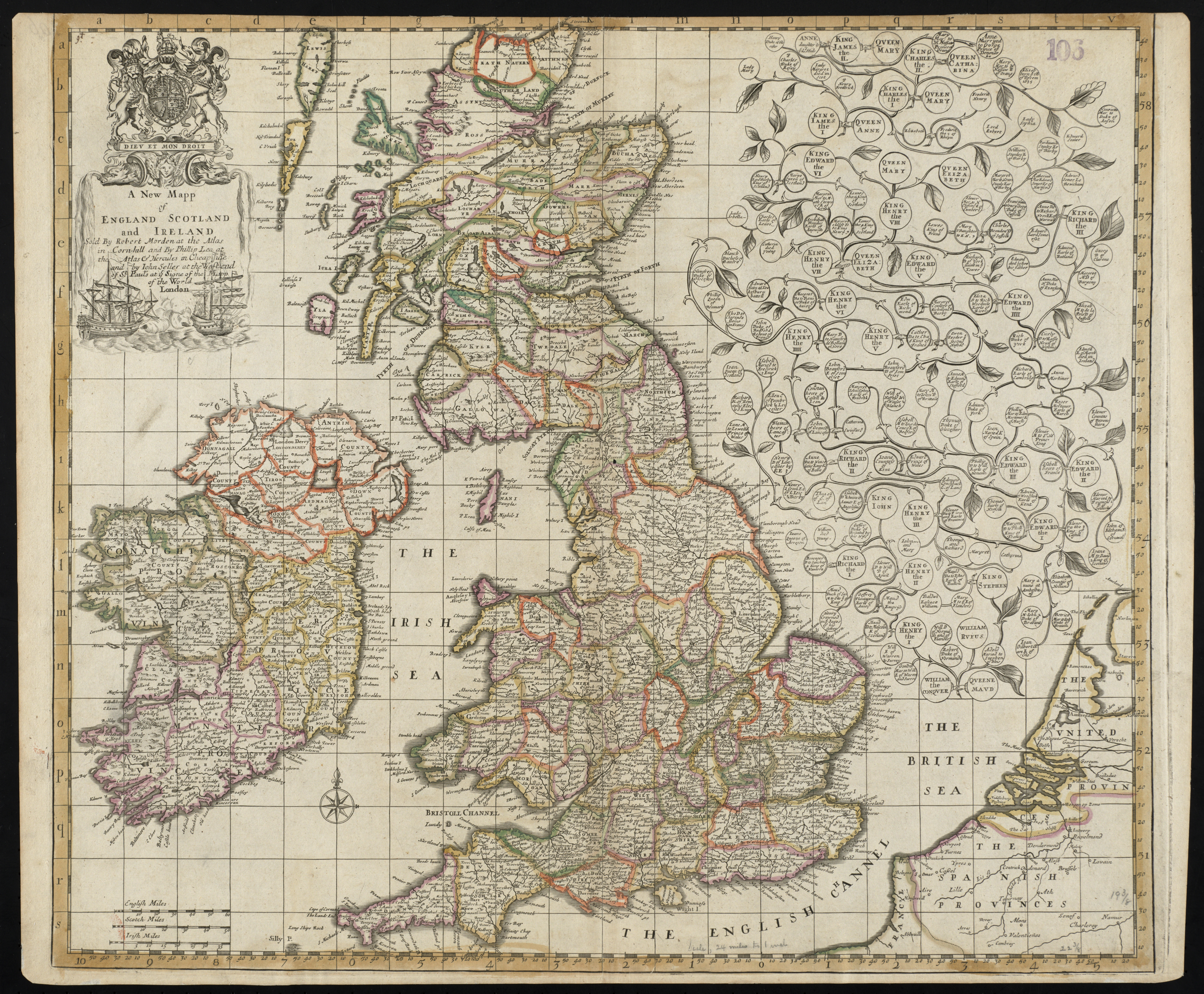 Robert Morden’s 1687 view of England, Scotland, and Ireland.