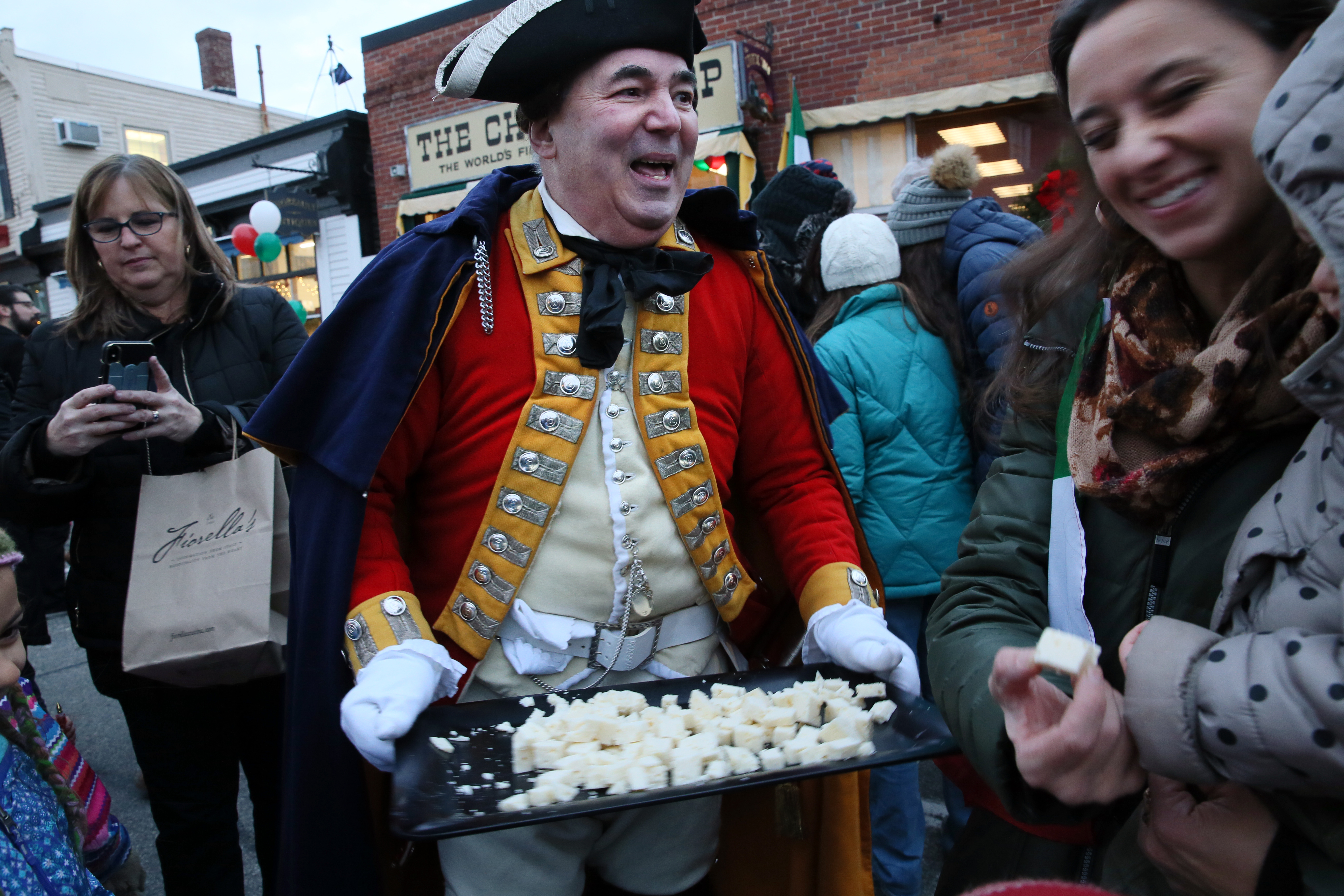 Re-enactor Lenny Torto of His Majesty's Tenth Regiment of Foot offered cheese samples to the crowd.