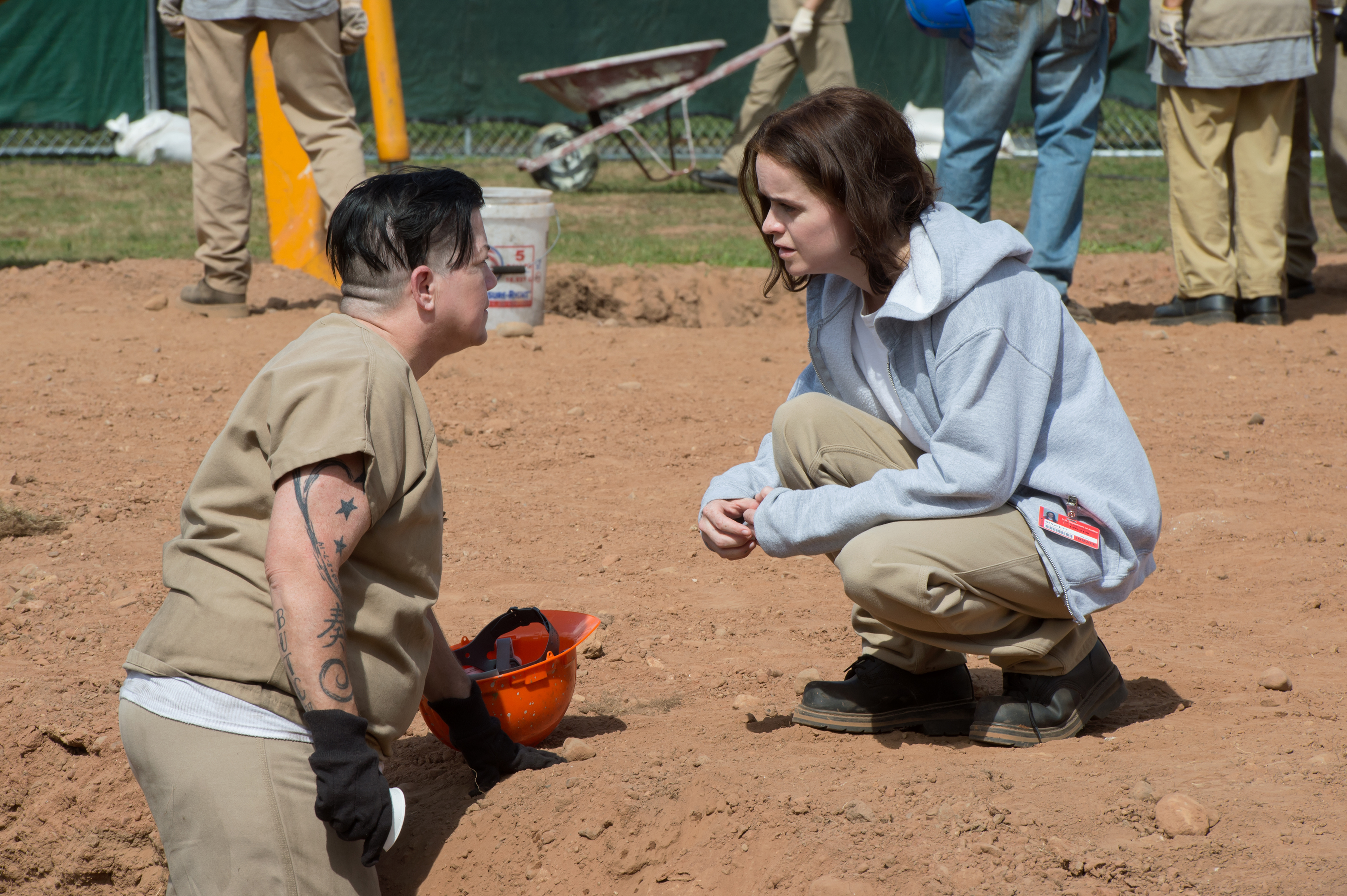 Lea DeLaria and Taryn Manning in season four of “Orange Is the New Black.”
