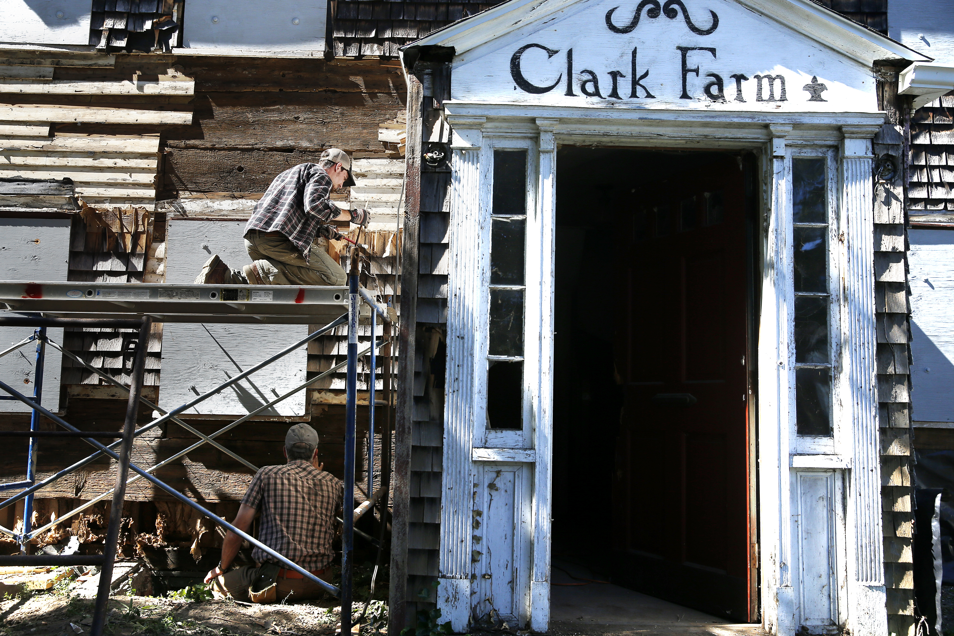 The farmhouse is in the beginning stages of restoration.