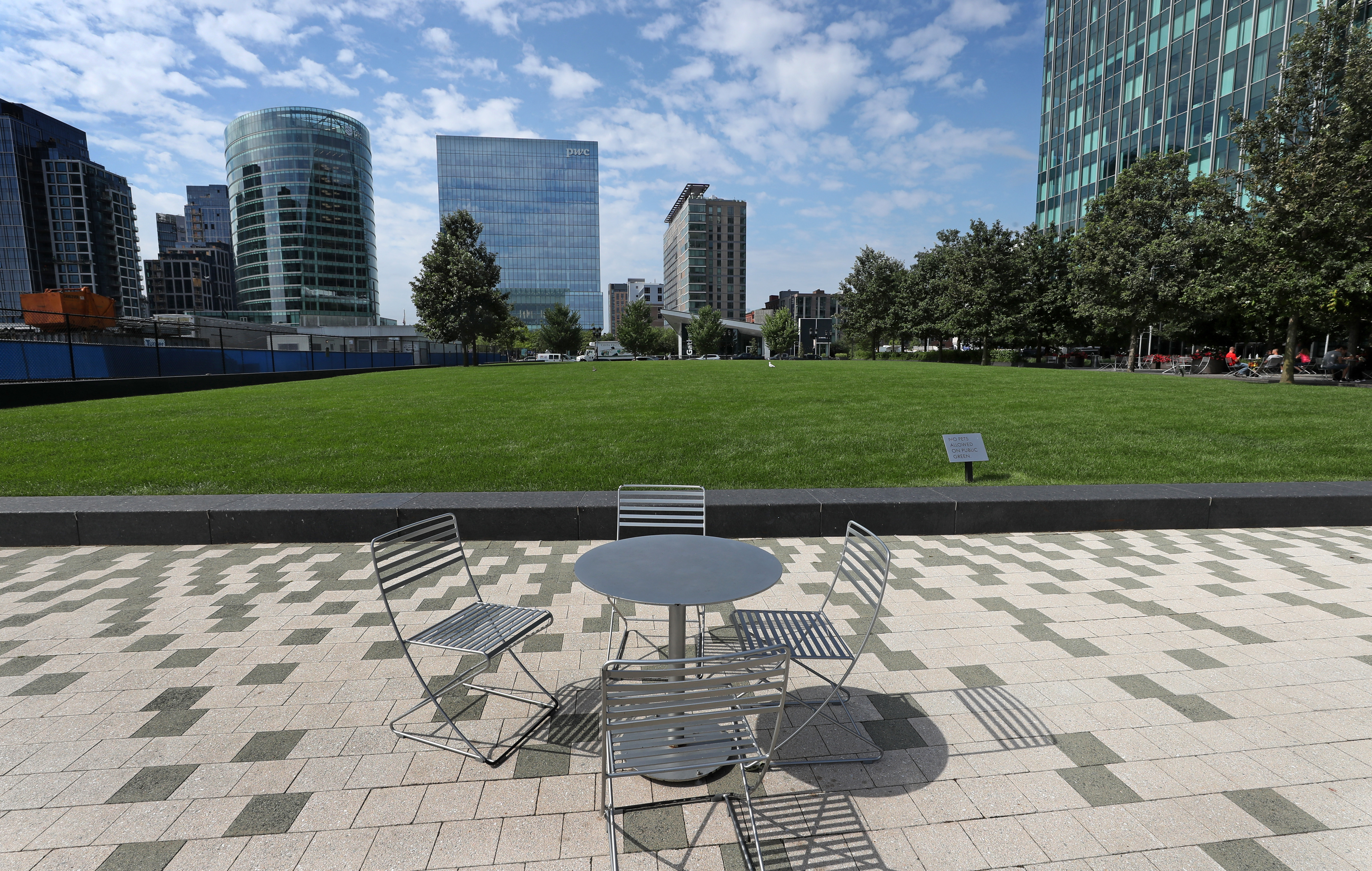 A central green area in Seaport.