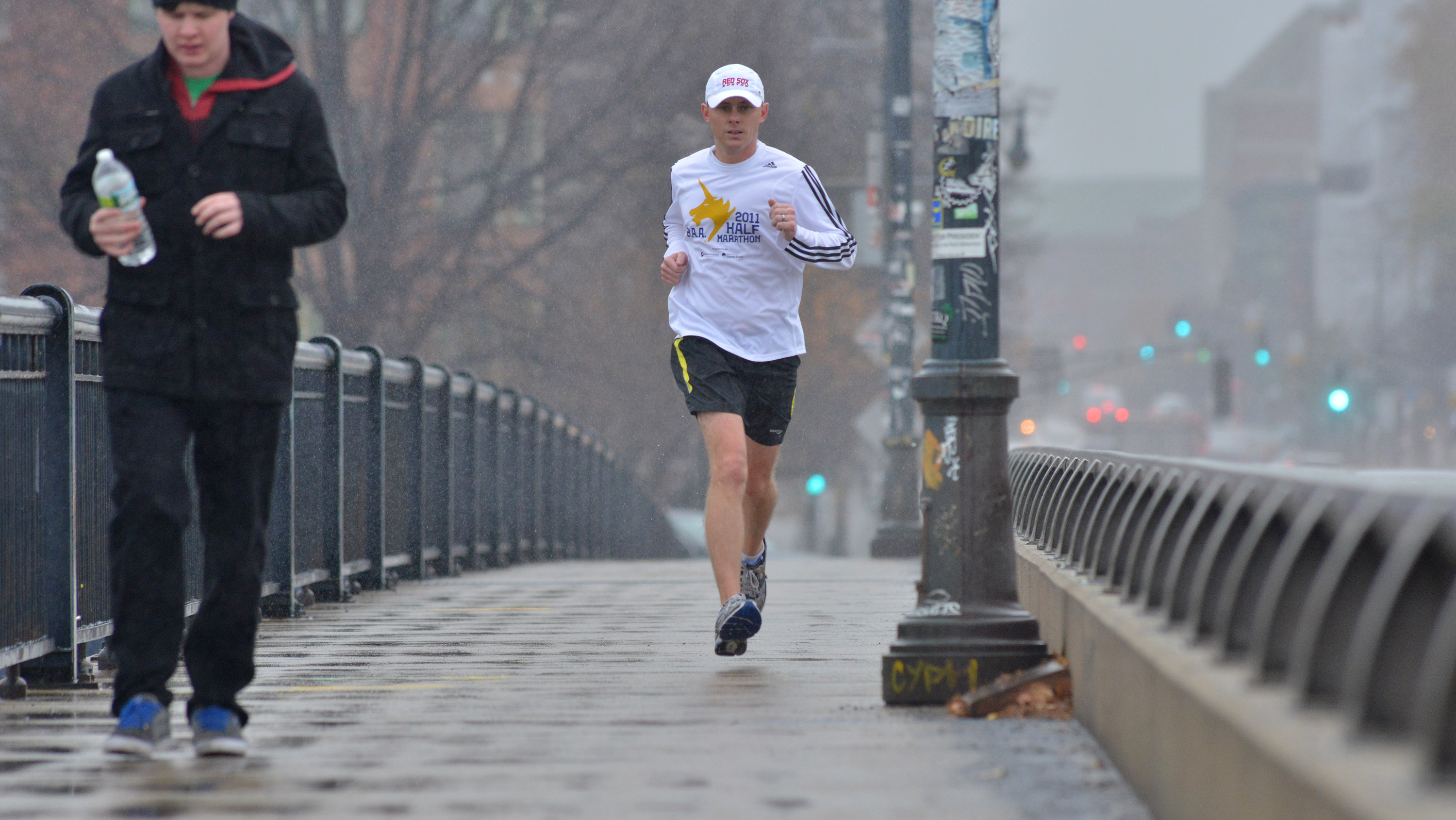 Kevin Sweeney, training for the Boston Marathon on his lunch break, has been turned down for a charity bib by Mass. General but is on the wait list at Mass. Eye and Ear.