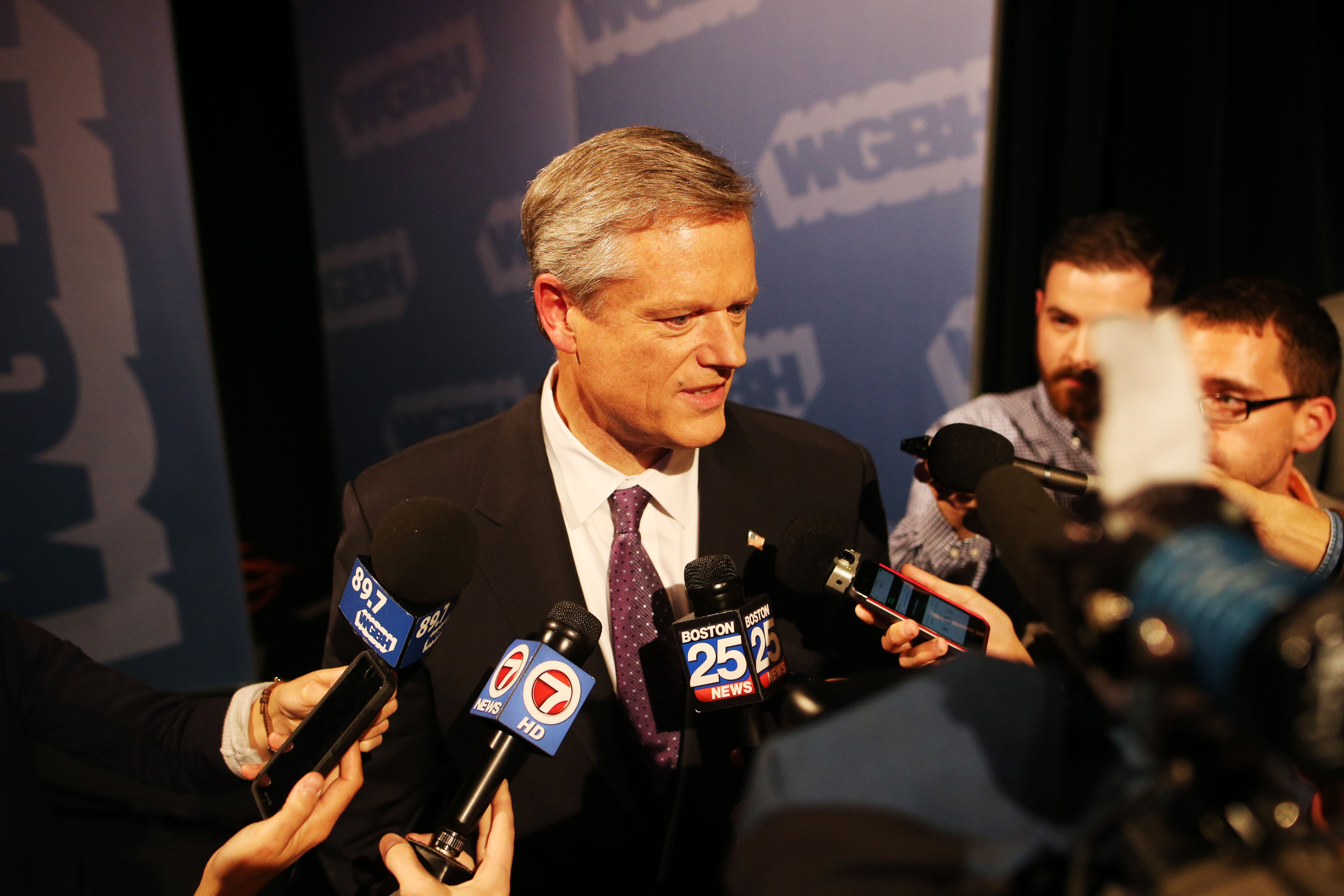 The debate was the second in the governor’s race, with a third and last forum set for Nov. 1. Baker spoke after Wednesday’s debate in Boston.