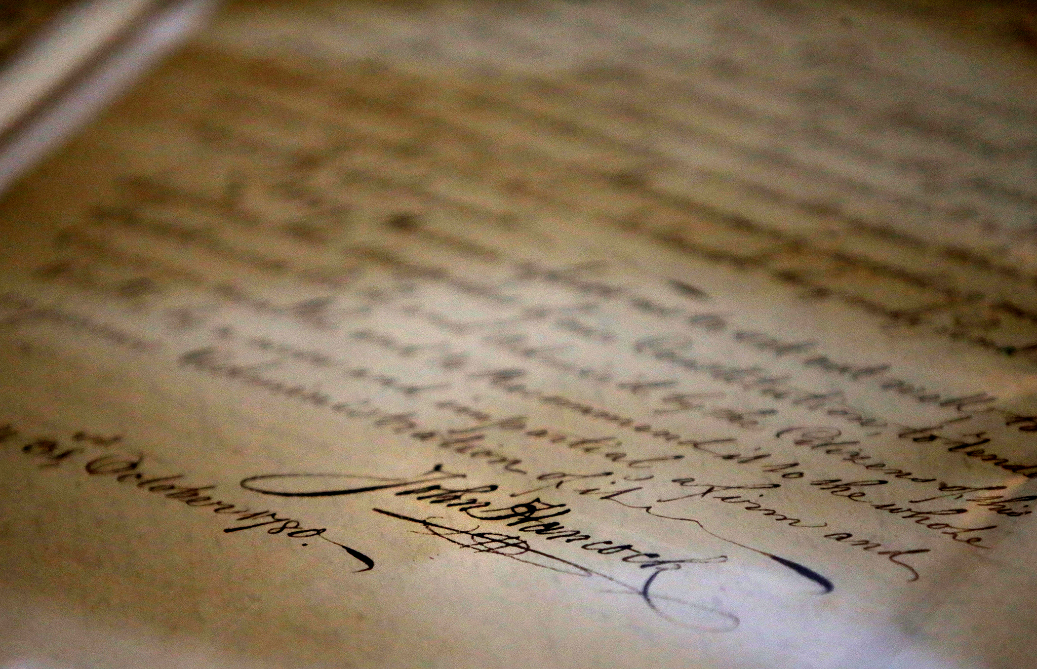 John Hancock's signature at the bottom of his inaugural address as Governor.