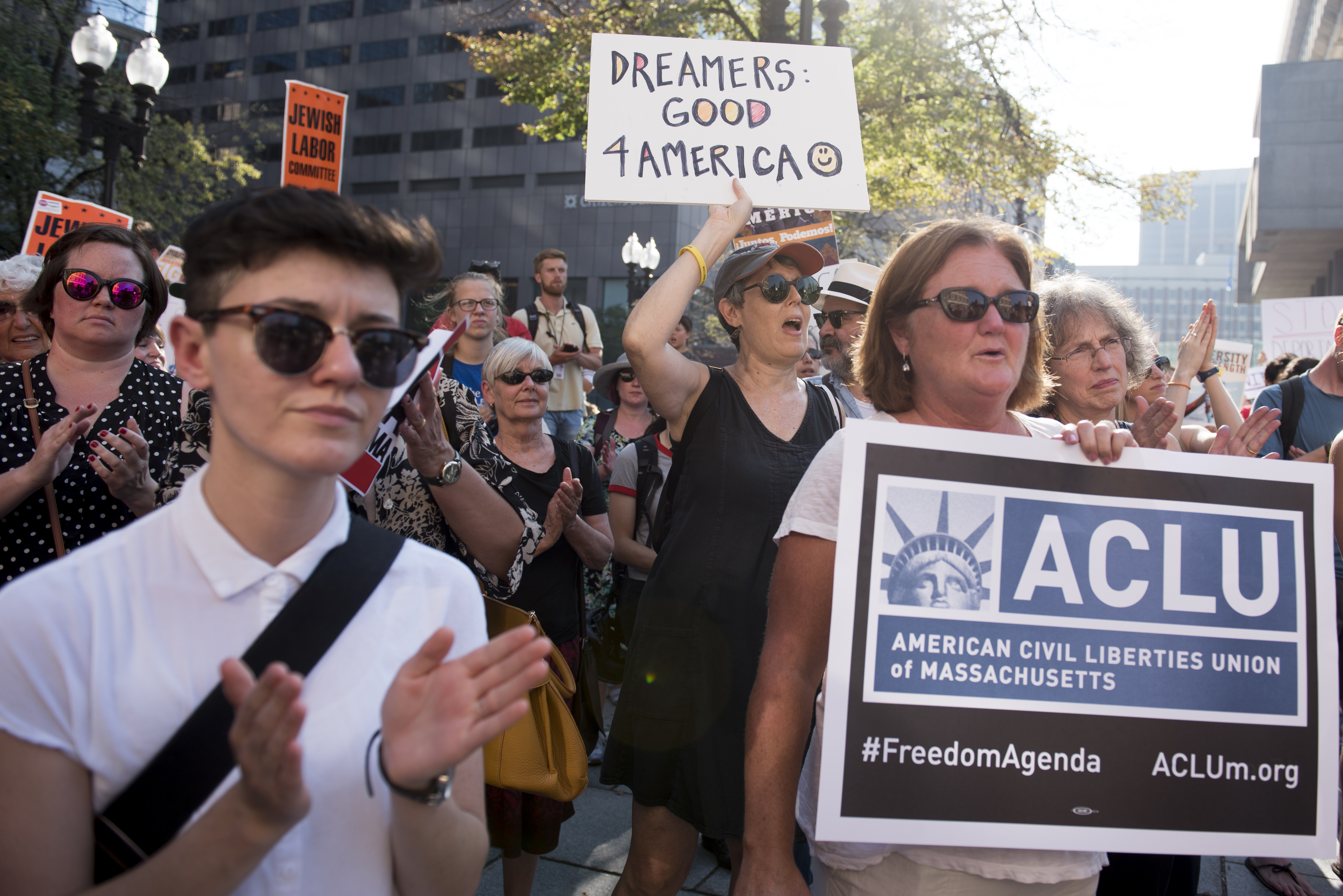 Protesters chant during the rally.