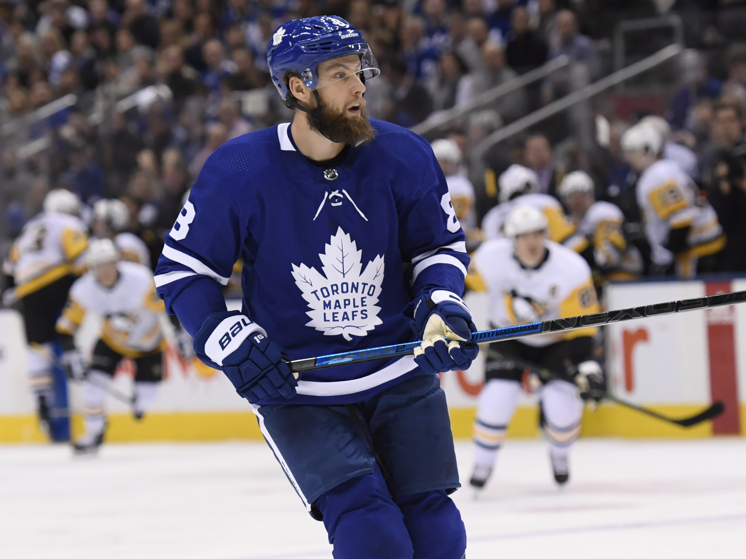 Jake Muzzin has a goal and two assists in four games since being acquired from the Kings on Jan. 28.
