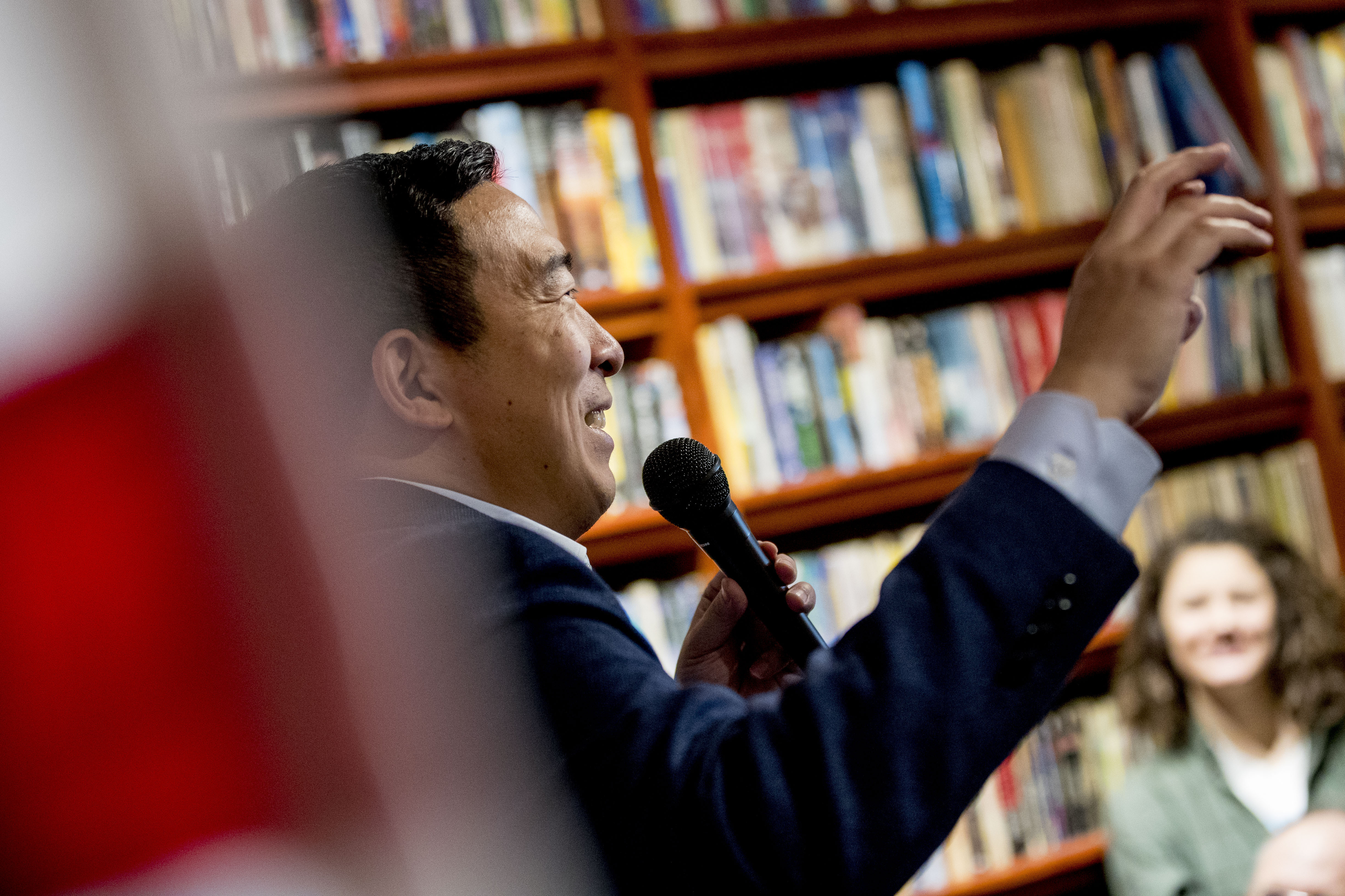 Democratic presidential candidate Andrew Yang spoke at a campaign rally at the Brewed Book, in Davenport, Iowa, earlier this month.