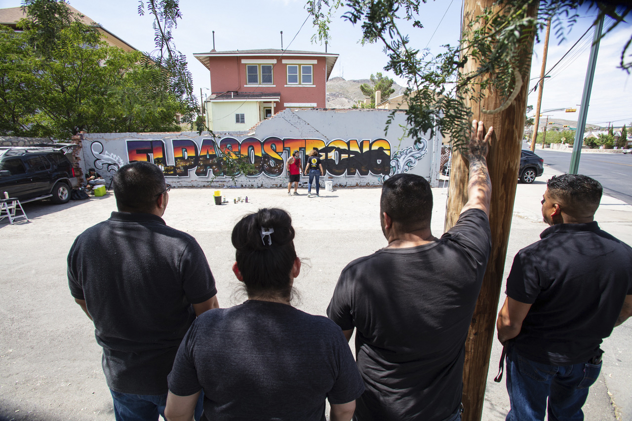 Gabriel Vasquez, 28, completed work on a mural in El Paso.