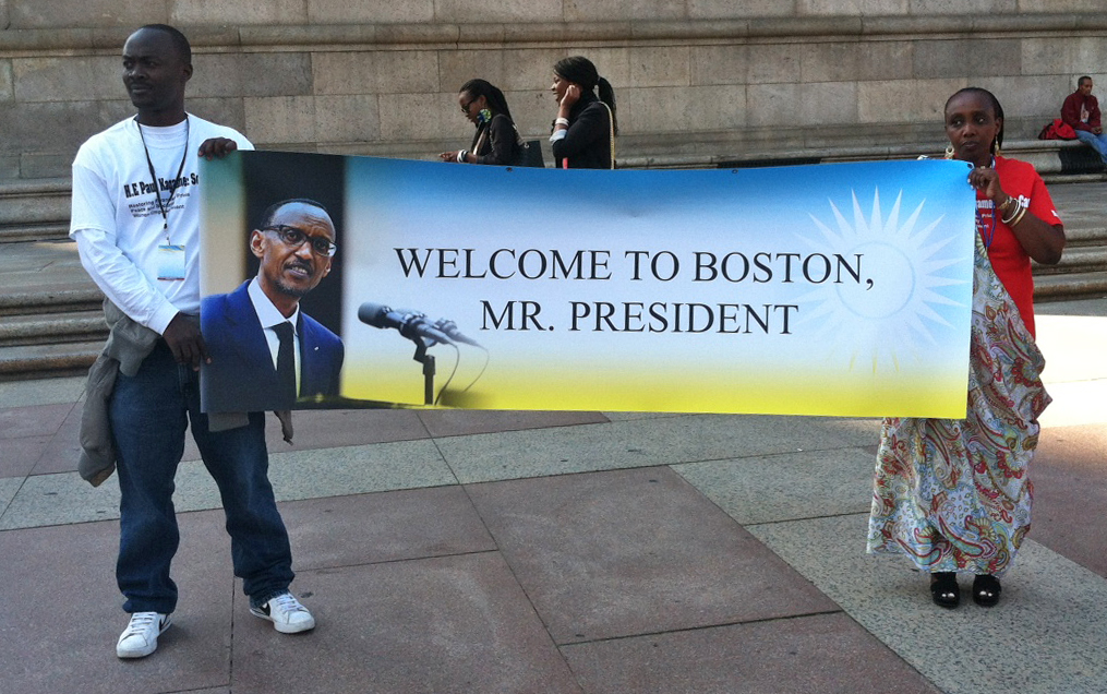 Supporters welcomed President Paul Kagame of Rwanda.