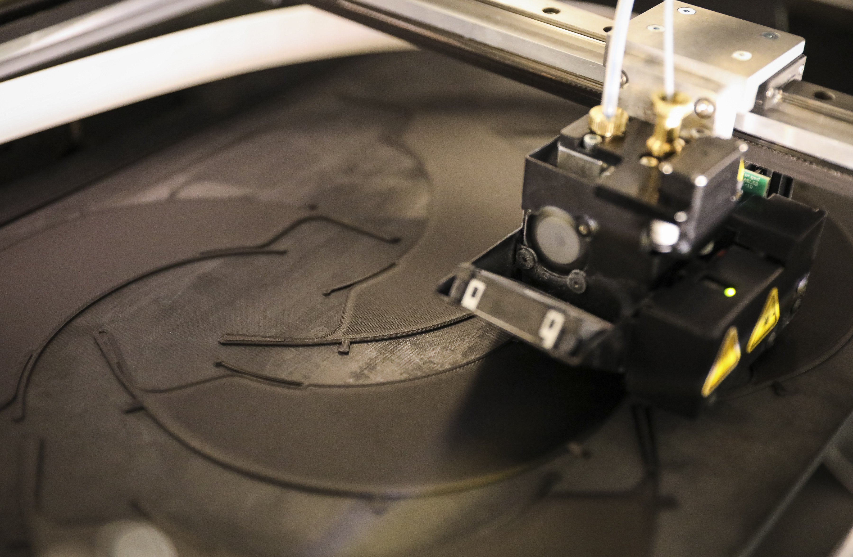 A 3D printer created a face shield at Markforged, a company based in Watertown that is dedicated to building industrial 3D printers.
