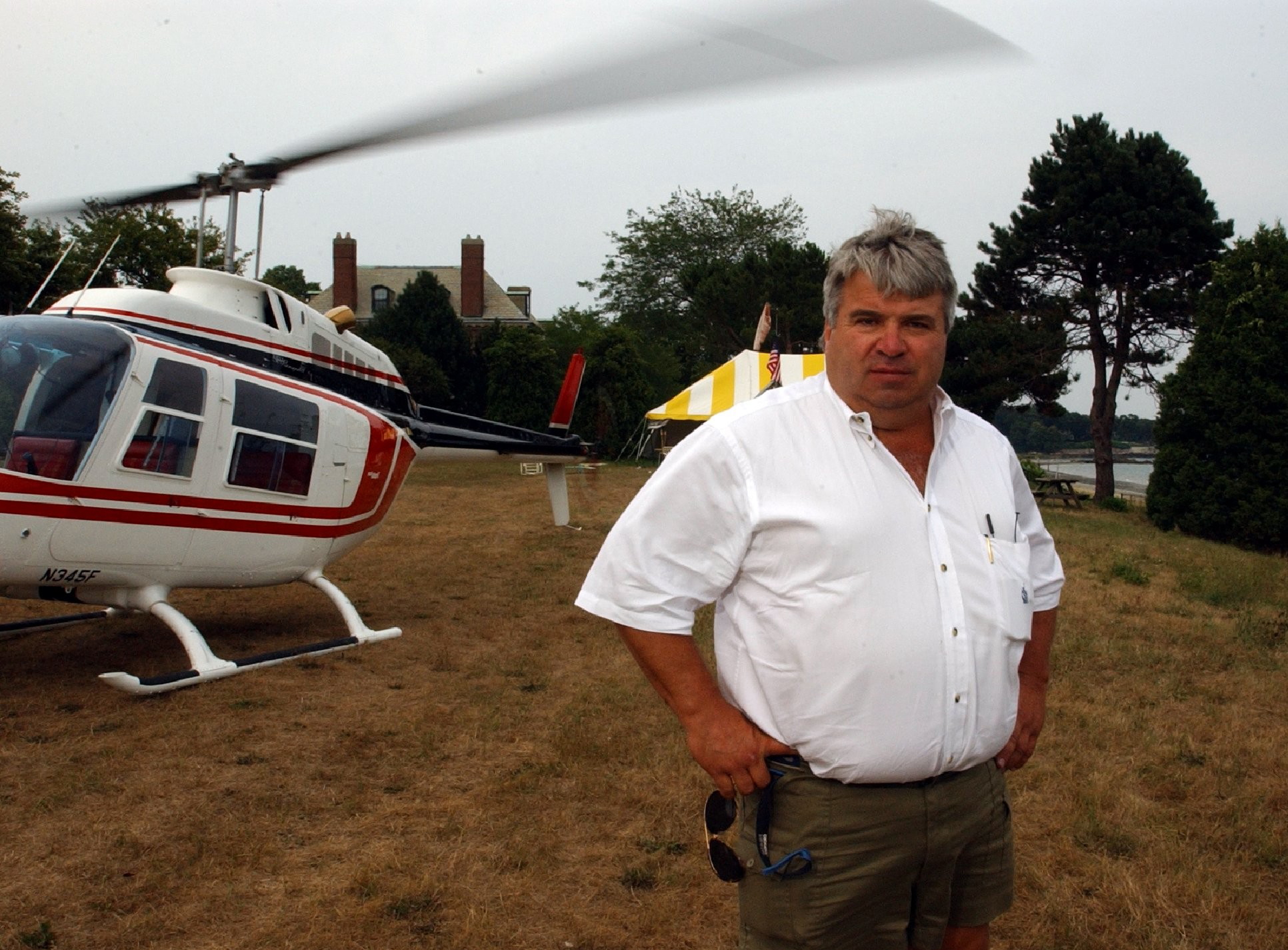 Developer Evan Wile, who is also a pilot, on his property in a 2002 Globe photo.