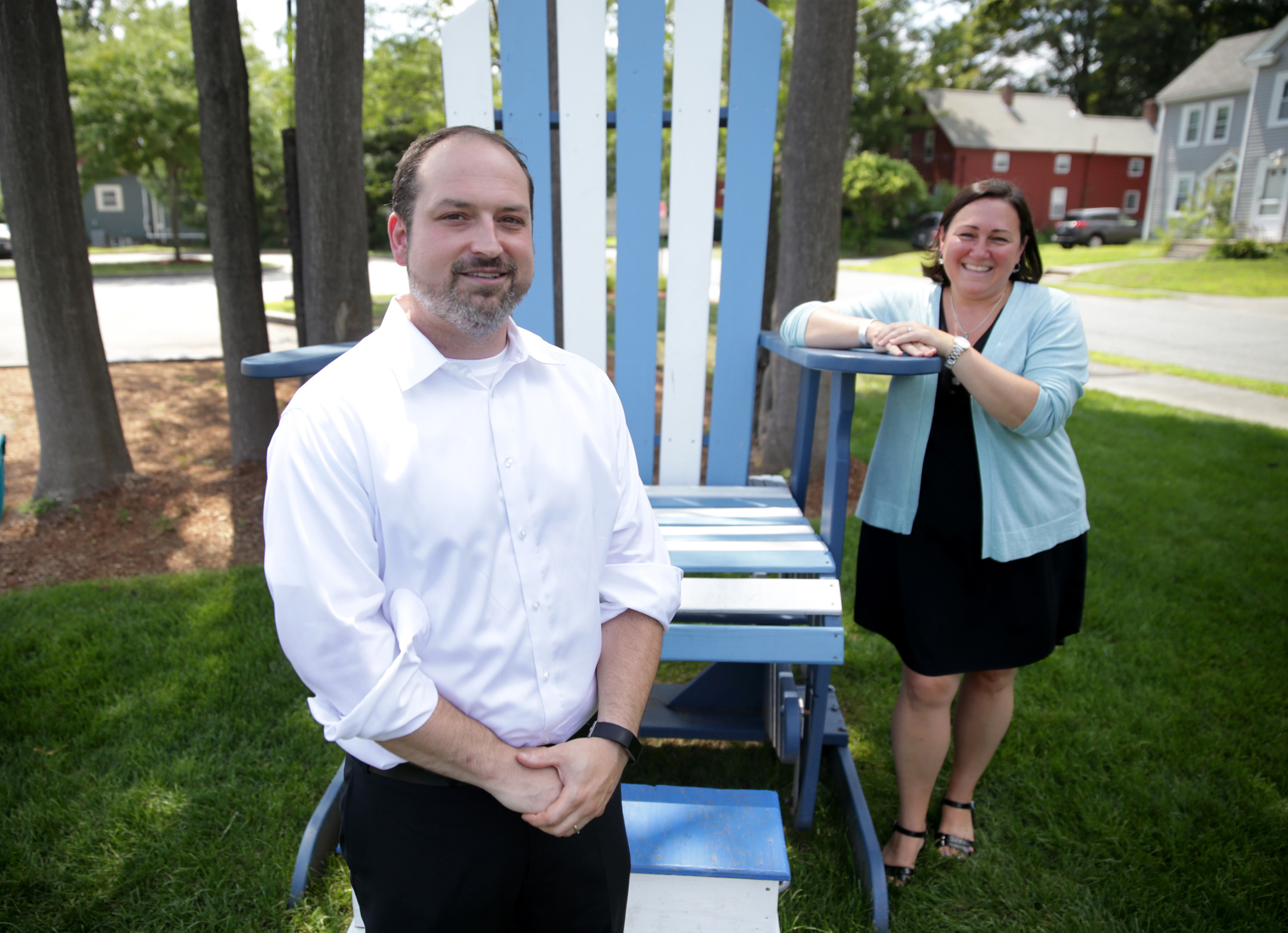 Town Manager Michael Herbert and Ashland’s economic development director Beth Reynolds at the Corner Spot.