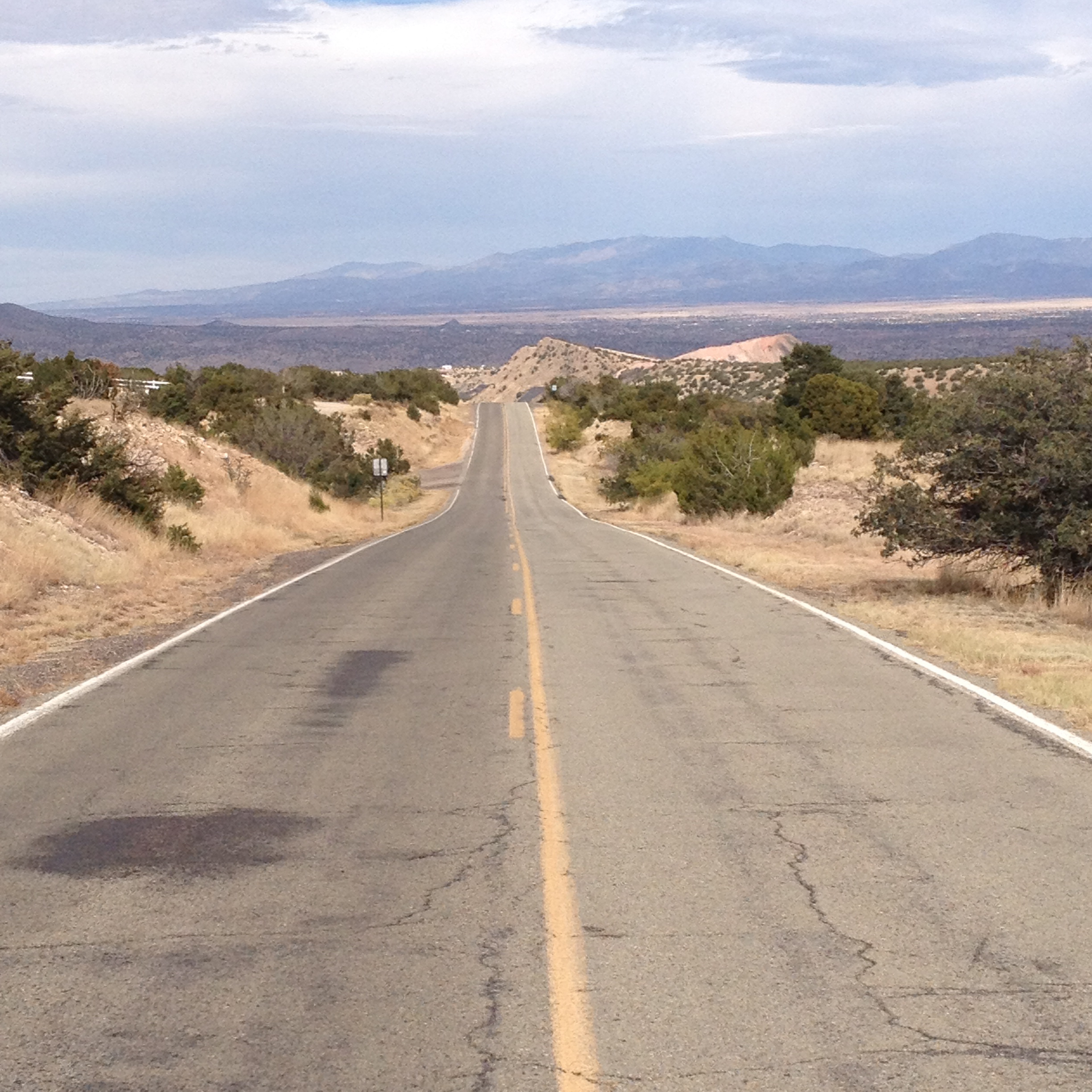 Heading from Albuquerque to Santa Fe on Highway 14, the Turquoise Trail.