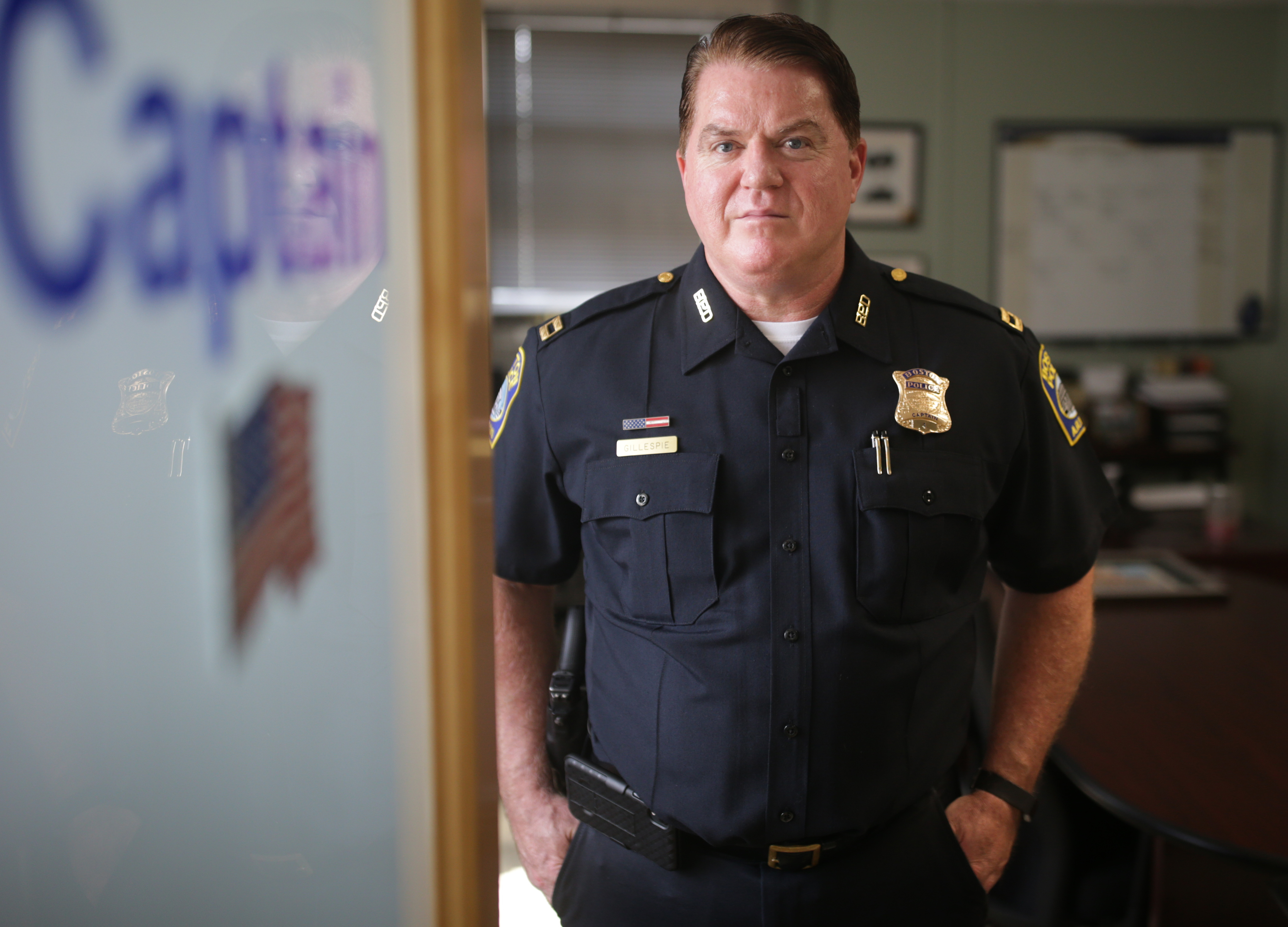 Joseph Gillespie’s grandfather was one of the officers fired during the strike, but the family maintained a love of policing: he’s a third-generation Boston officer.