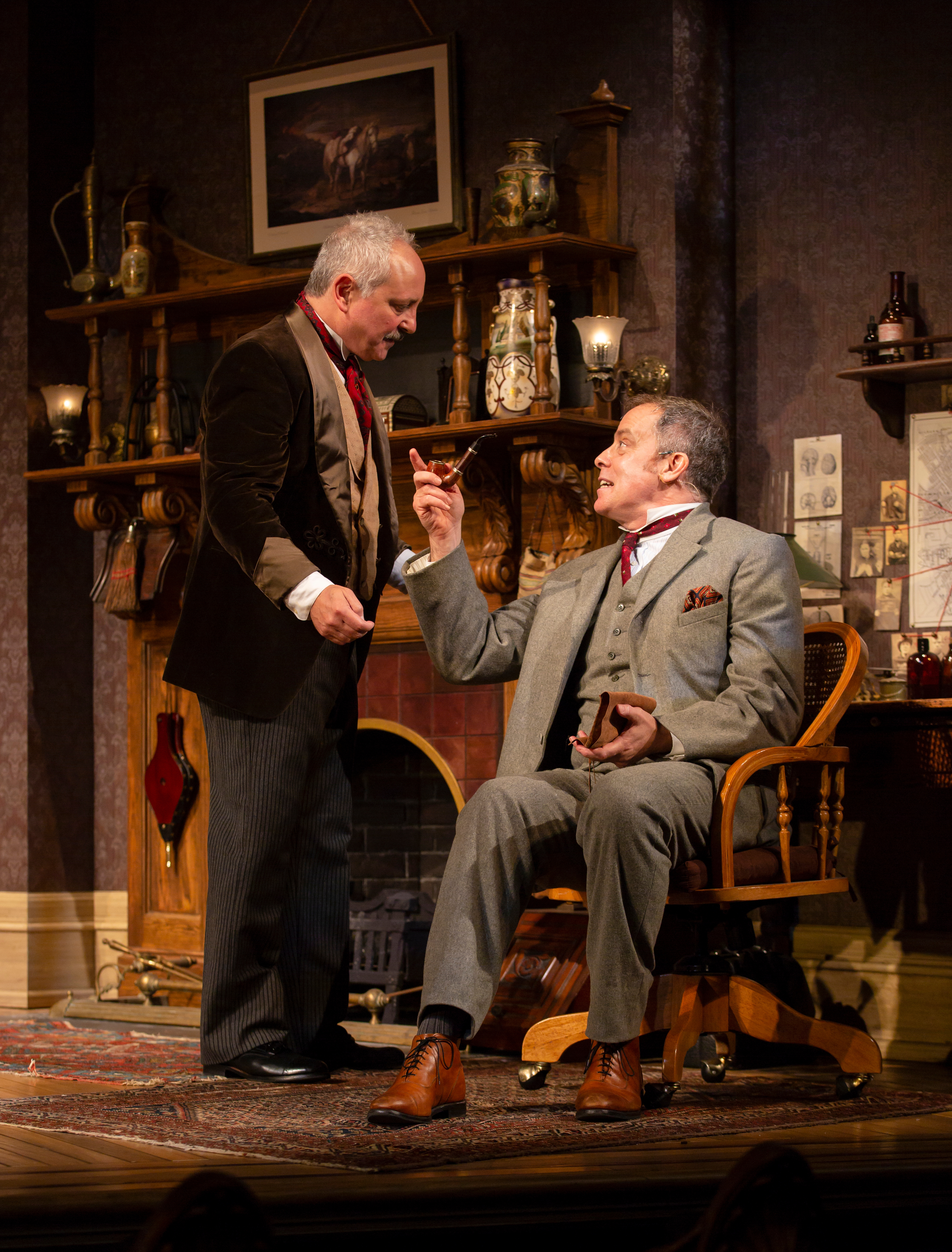 Mark Zeisler and Rufus Collins in Huntington Theatre Company’s production of “Sherlock’s Last Case.”