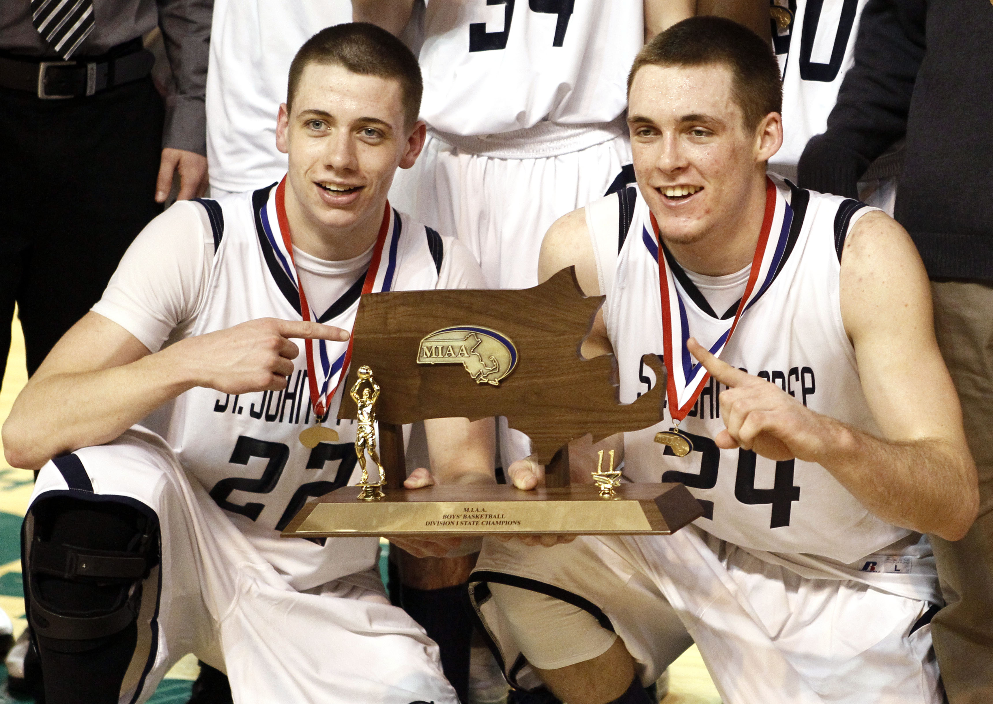 Connaughton (right) was a member of the 2011 state championship team at St. John’s Prep.
