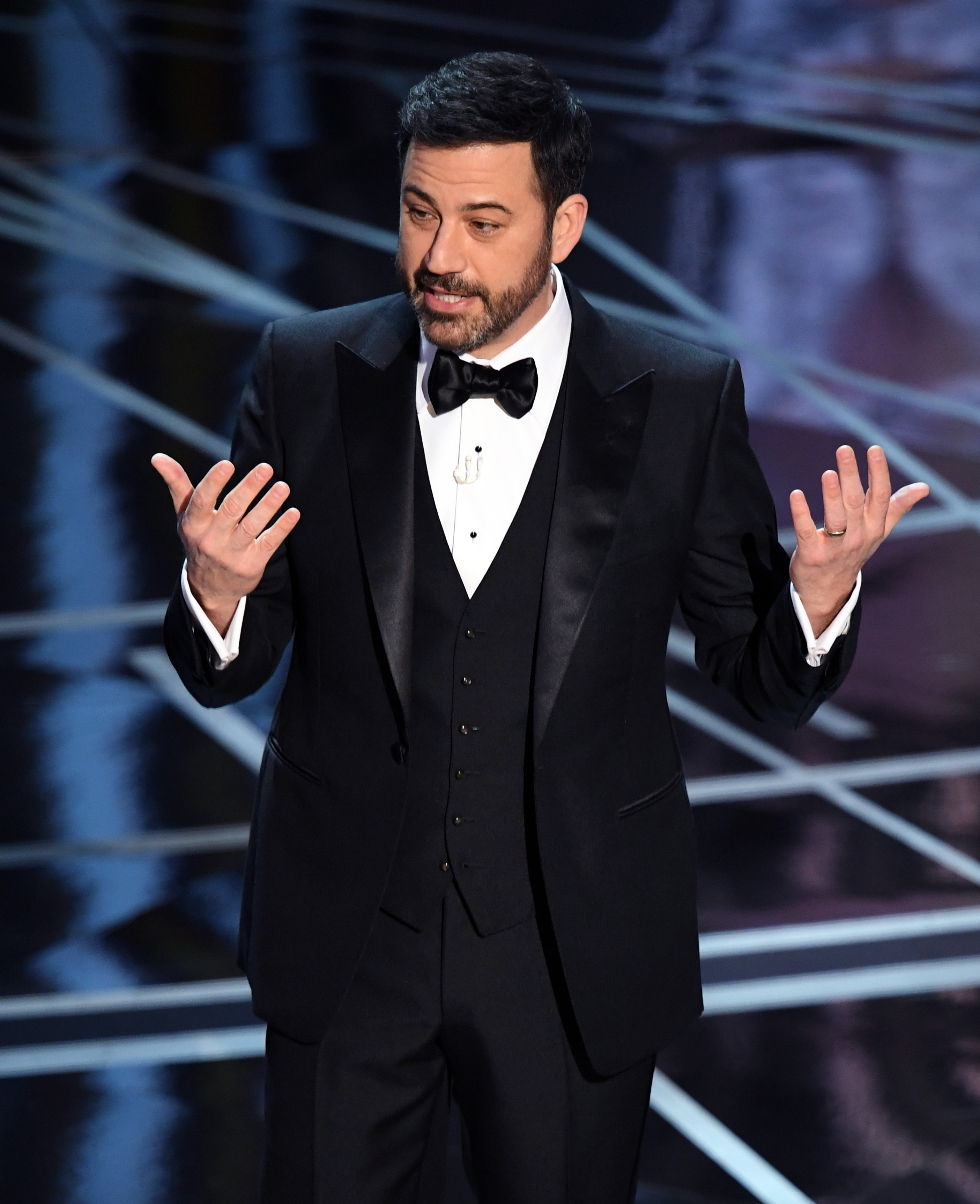 Host Jimmy Kimmel onstage during the 89th Annual Academy Awards in Hollywood, Calif.
