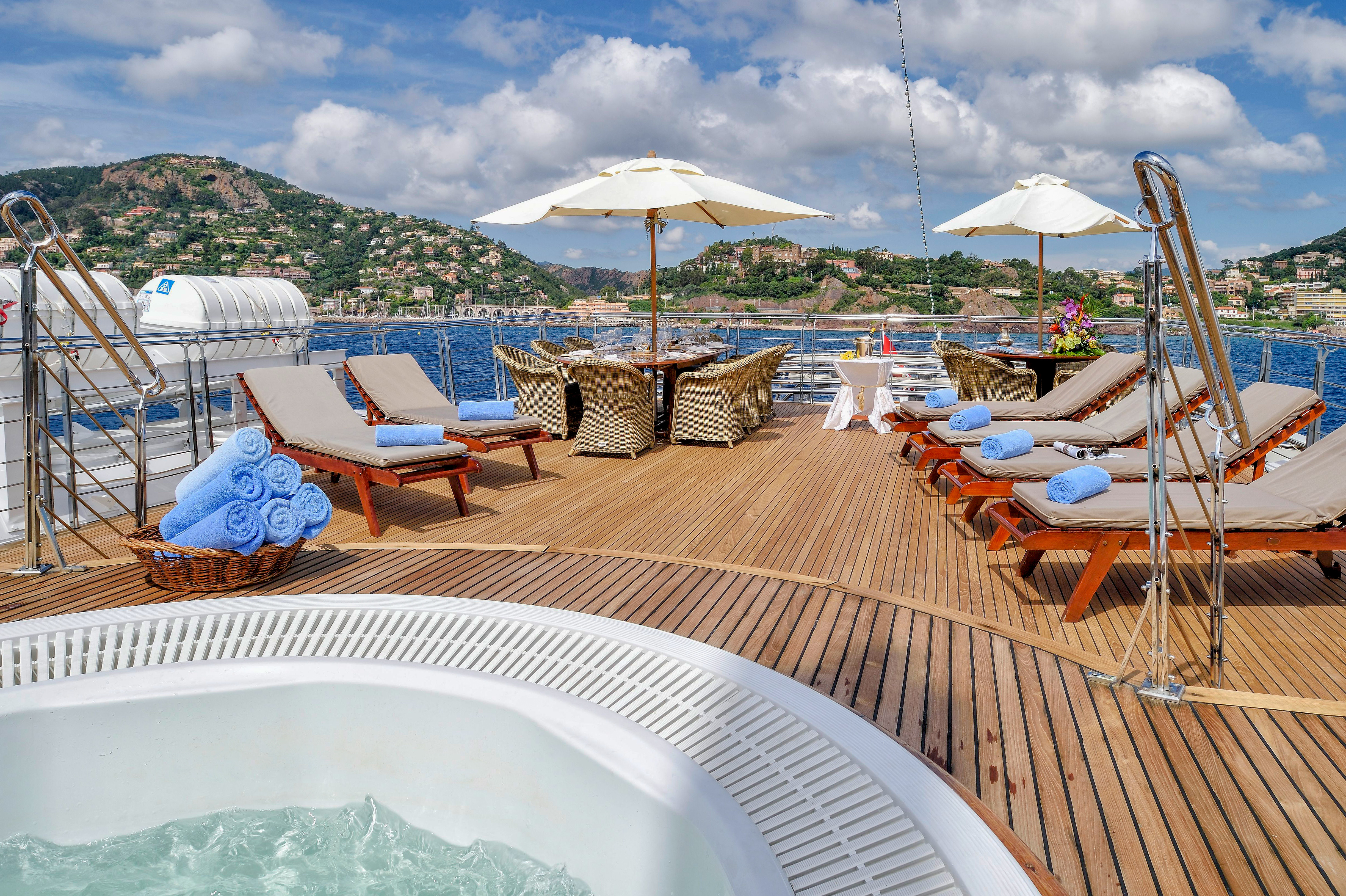 The jacuzzi deck on the Christina O.