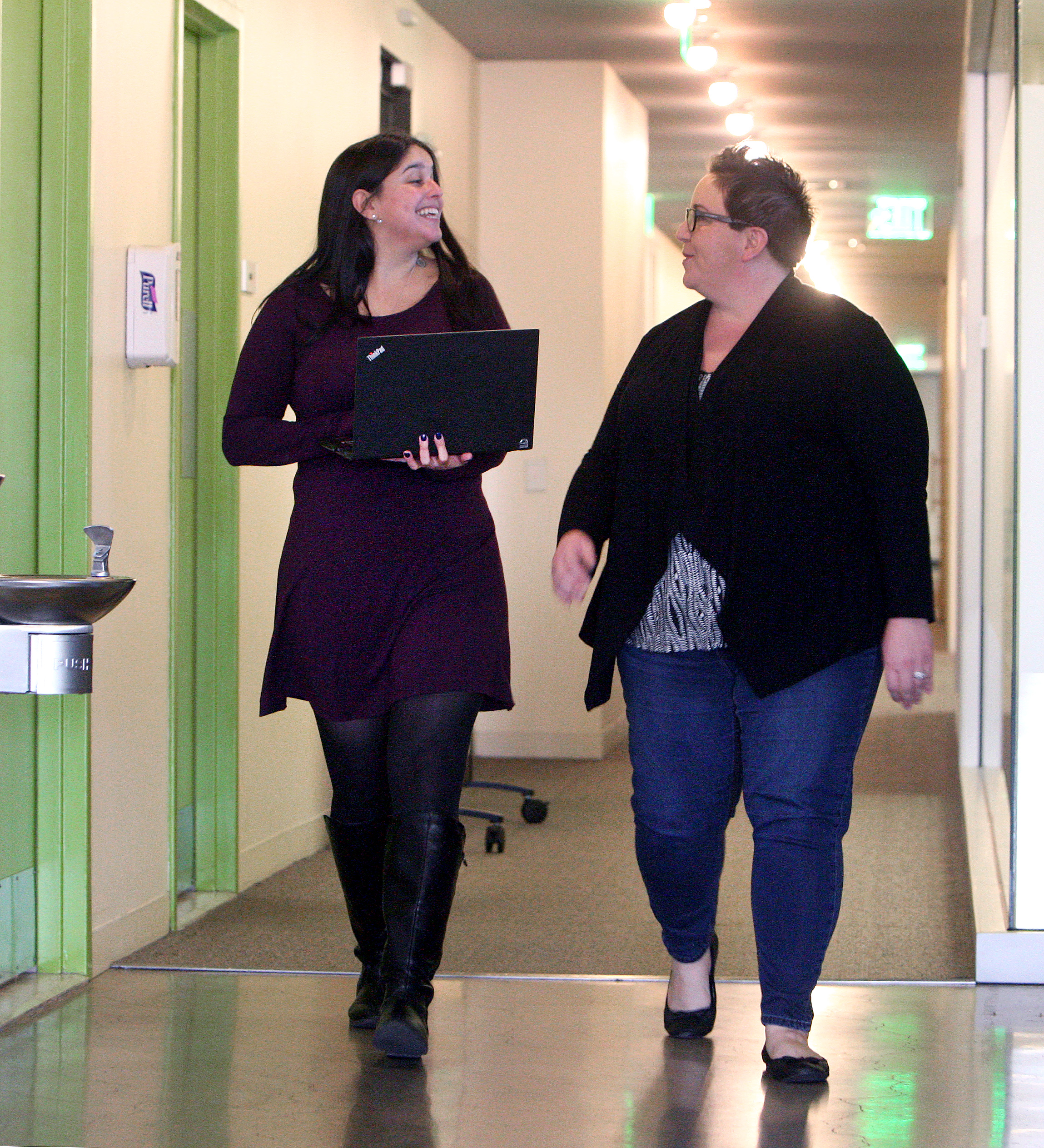 Employee Sasha Ortha (left) and senior vice president for human resources Katie Kulikoski, at the BrightCove offices in Boston.