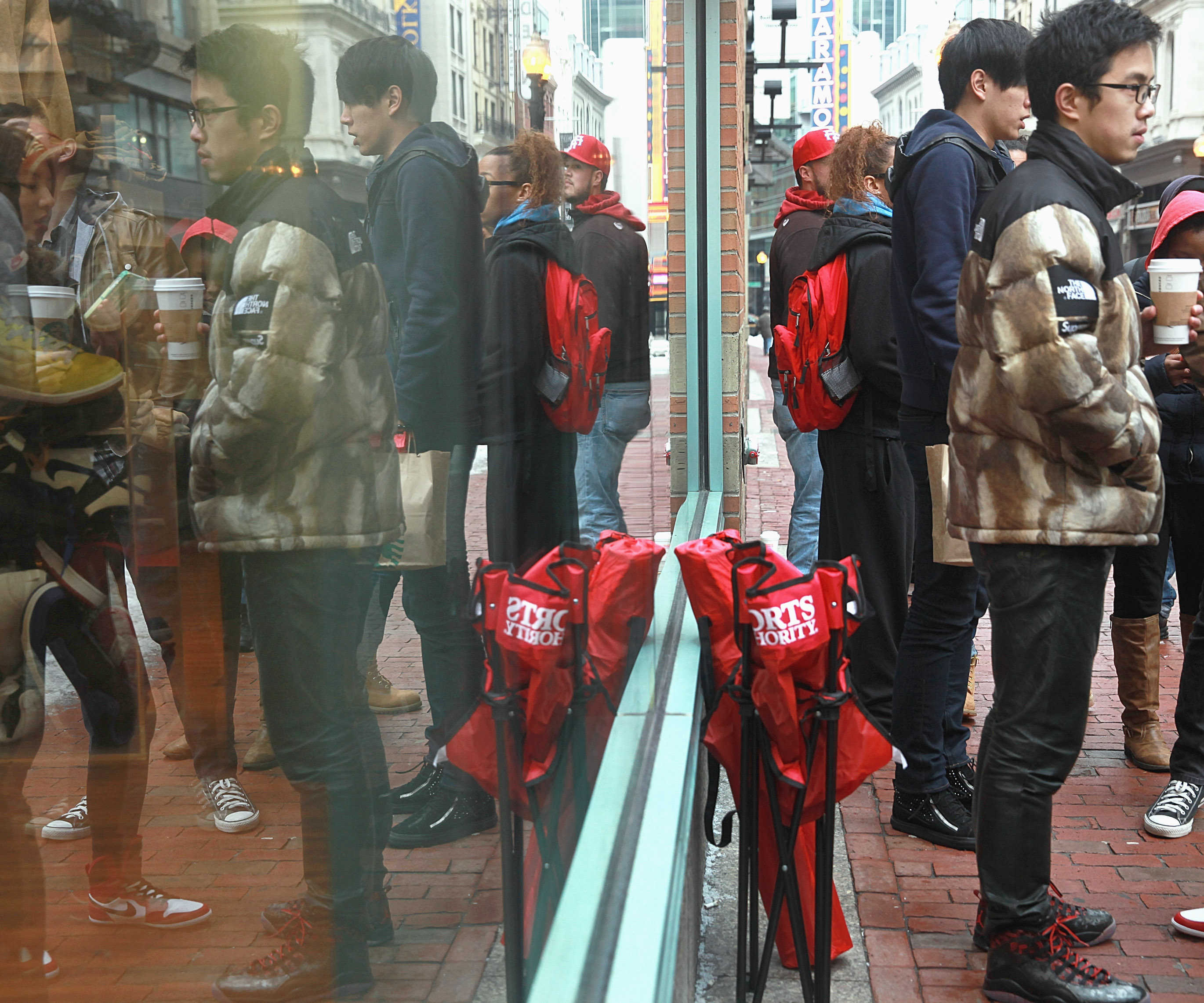 Sneakerheads waited outside Expressions in Boston in February to buy the just-released Jordan Infrared 6s.