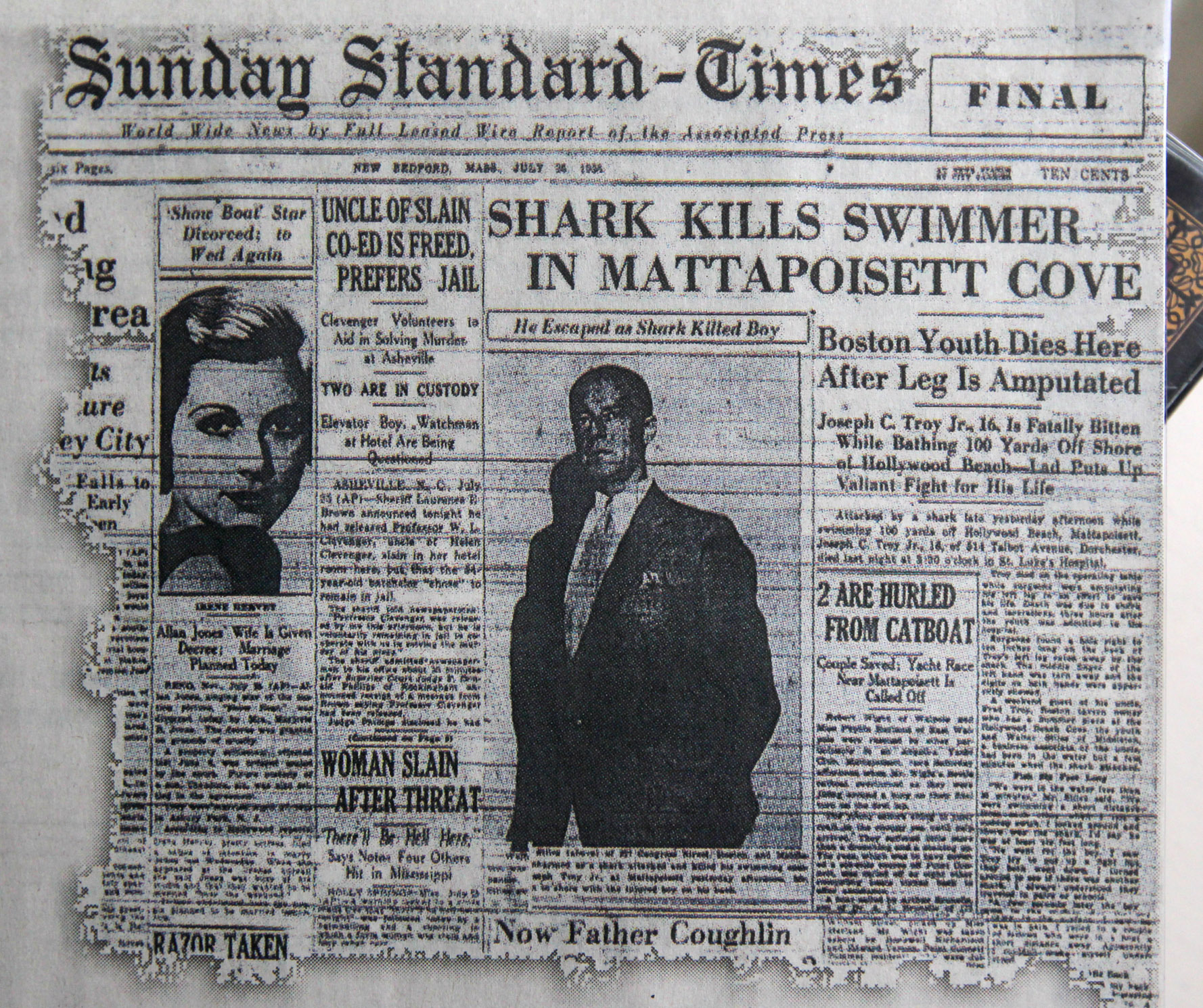 A copy shot of a copy shot from the New Bedford Standard-Times 75 years ago.