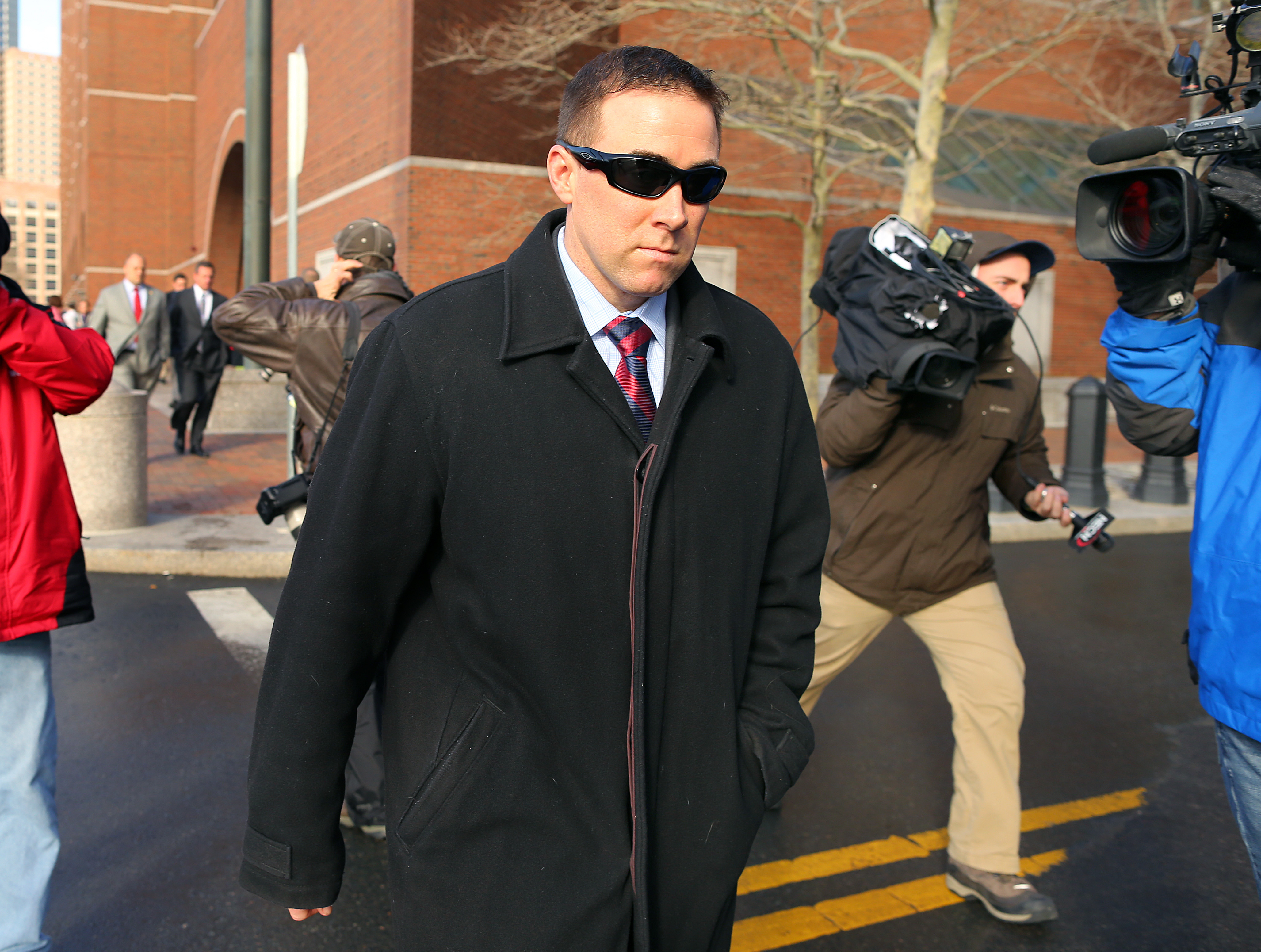 MBTA police officer Richard Donohue departed the courthouse after a December 2014 pretrial hearing.