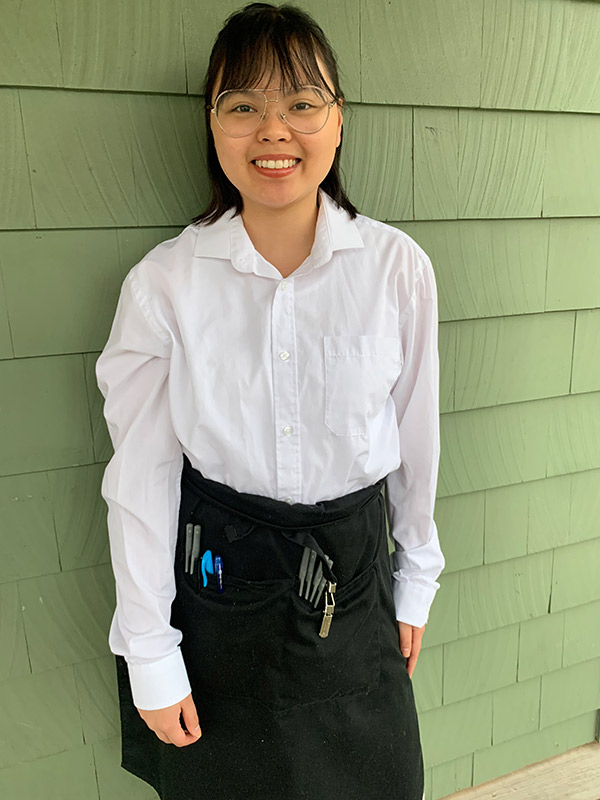 Melissa Rosales in her uniform for waiting on tables.