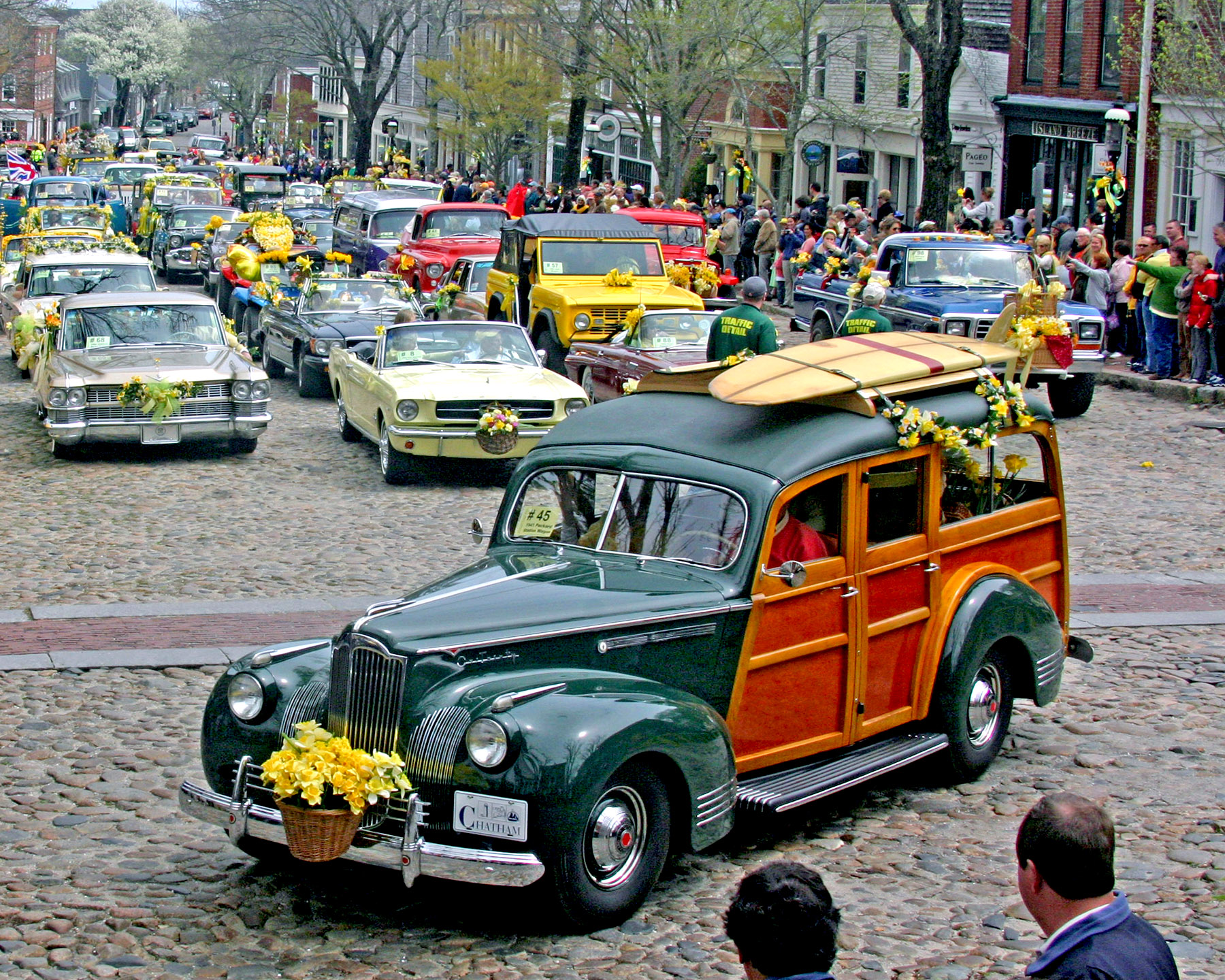 The Nantucket Daffodil Festival is in full bloom April 26-28. It includes a vintage car parade featuring over 100 daffodil-decorated autos.