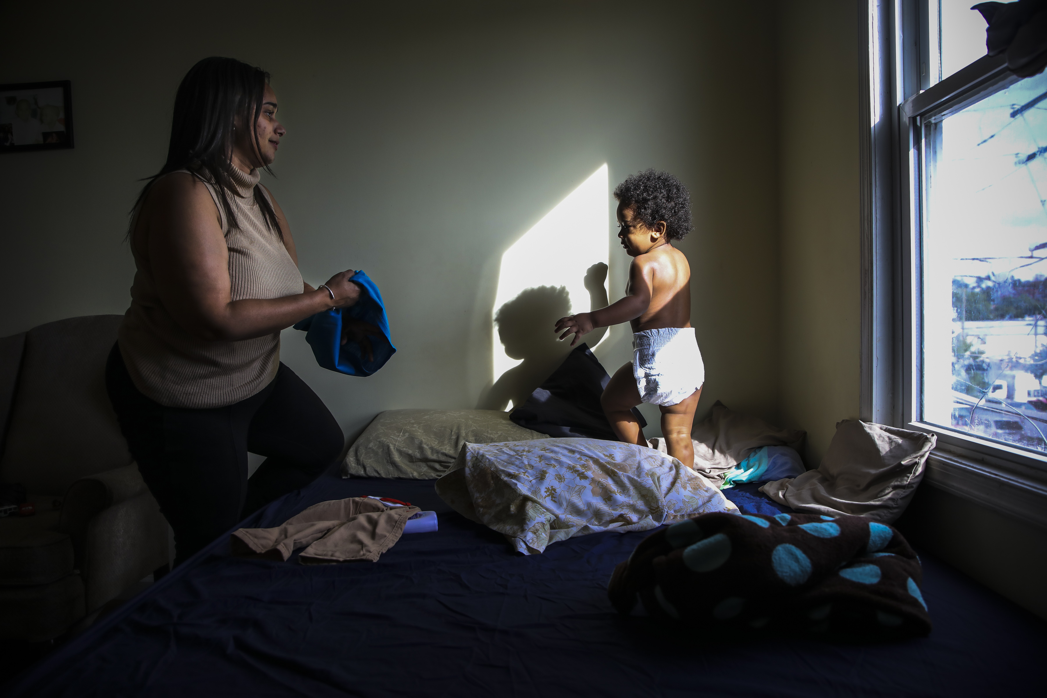 Nicarol Soto attempted to dress her son Ian, 2, in the bedroom of her Hazleton home after getting home from work and getting ready to canvass the community for her City Council run.