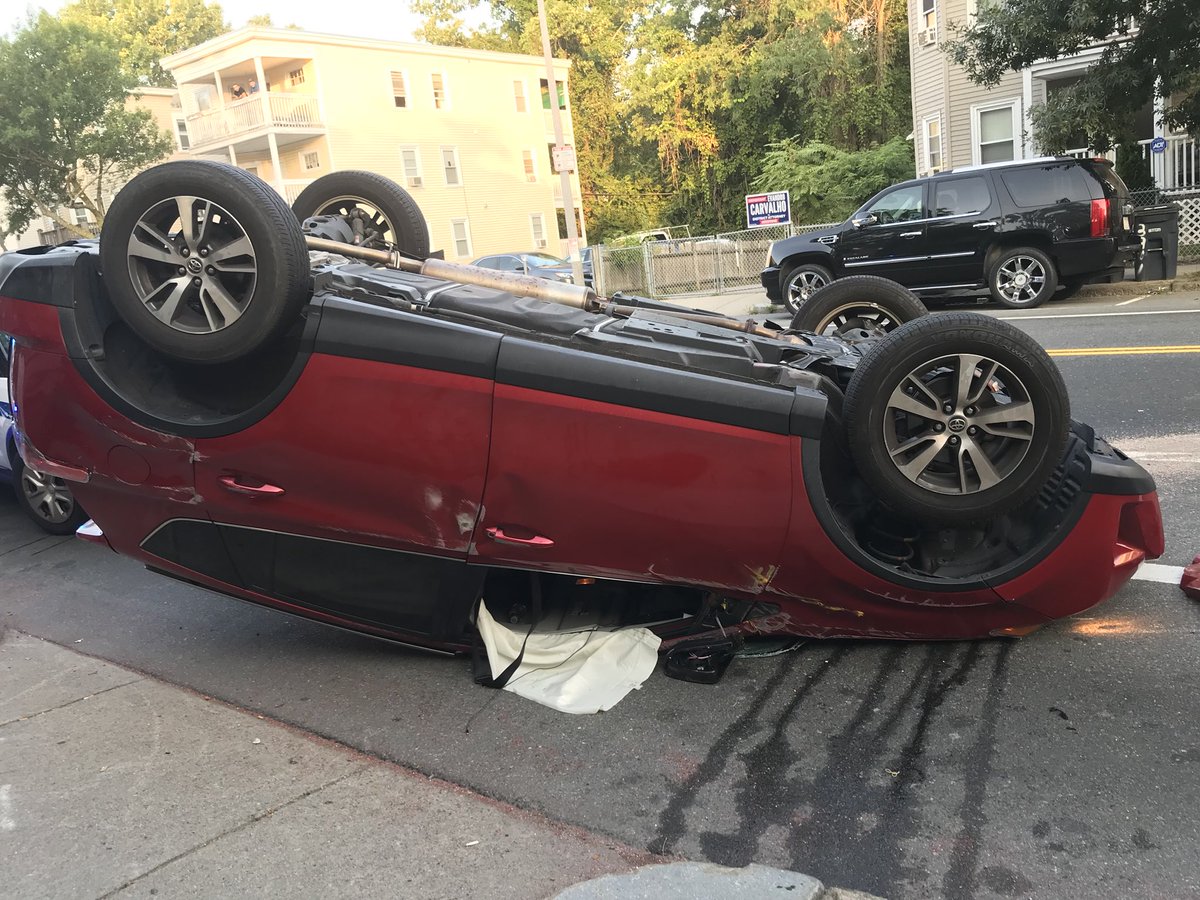 Two people injured in rollover crash in Roslindale The Boston Globe