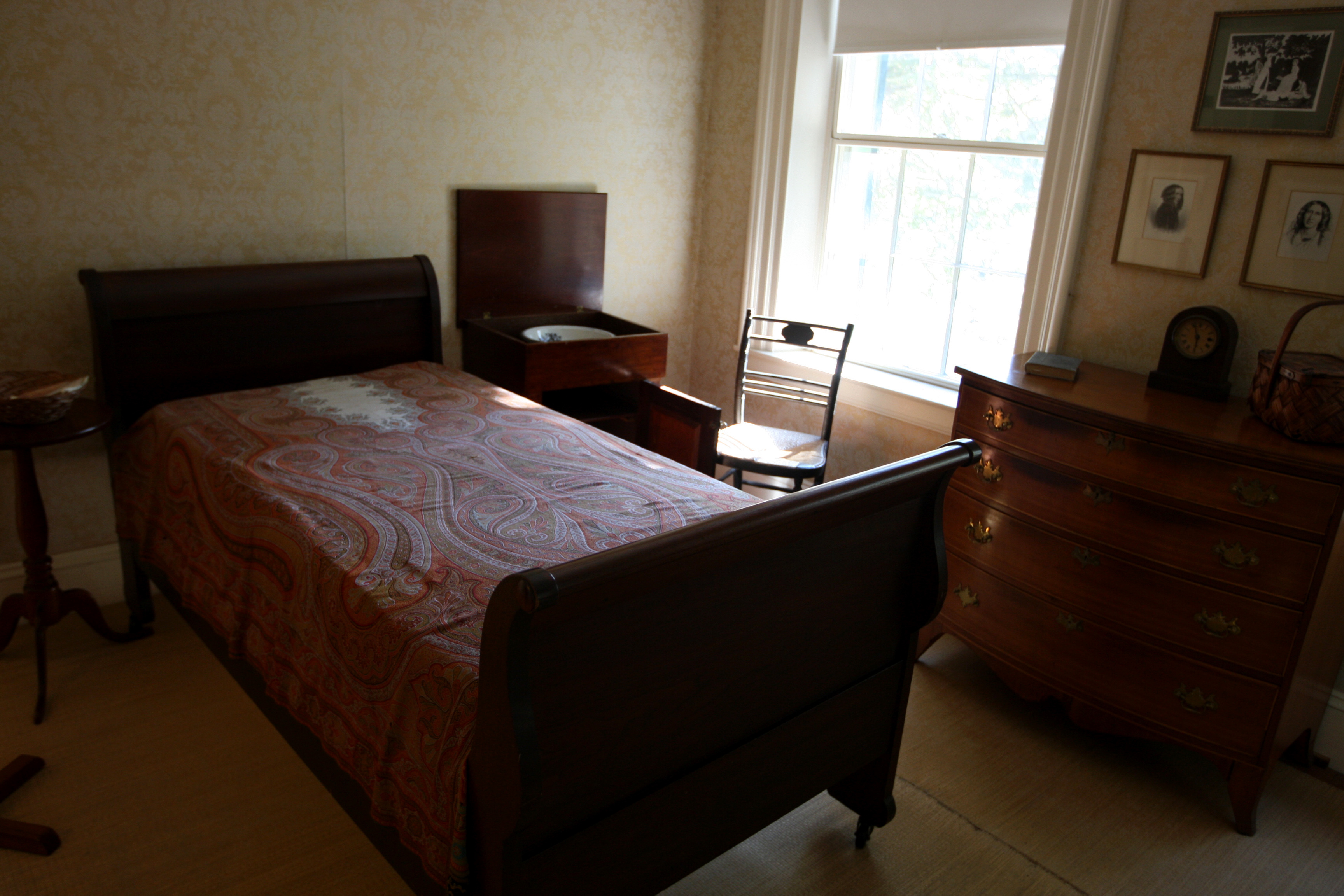 The poet’s bedroom in the Emily Dickinson Museum in Amherst.