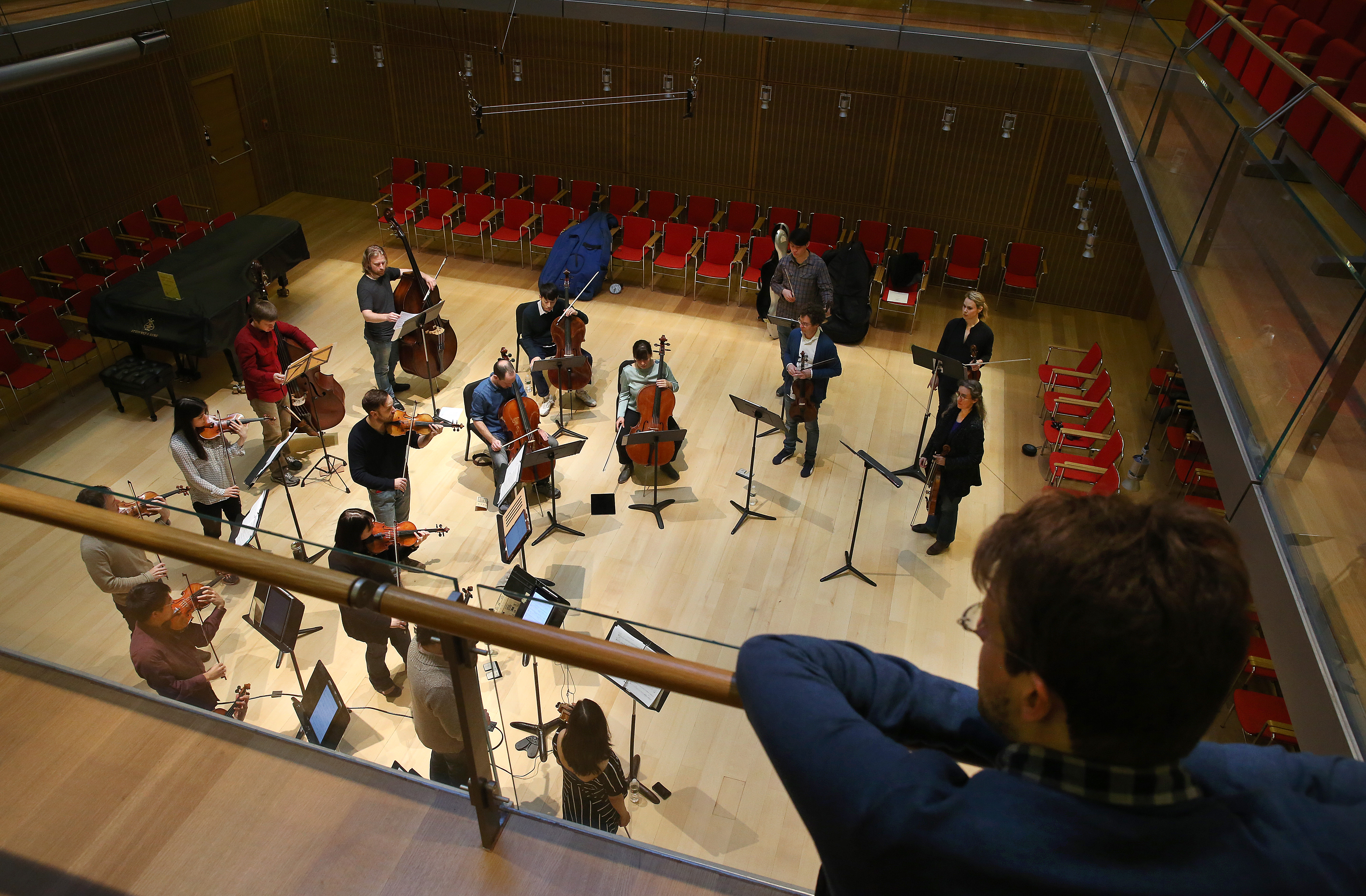 Composer Lembit Beecher oversaw the rehearsal of his "The Conference of the Birds.”
