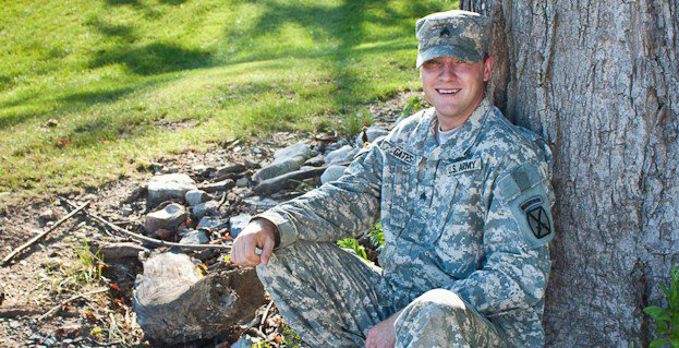 Gates from his time as a sergeant E-5 in the 10th Mountain Division at Fort Drum, N.Y.