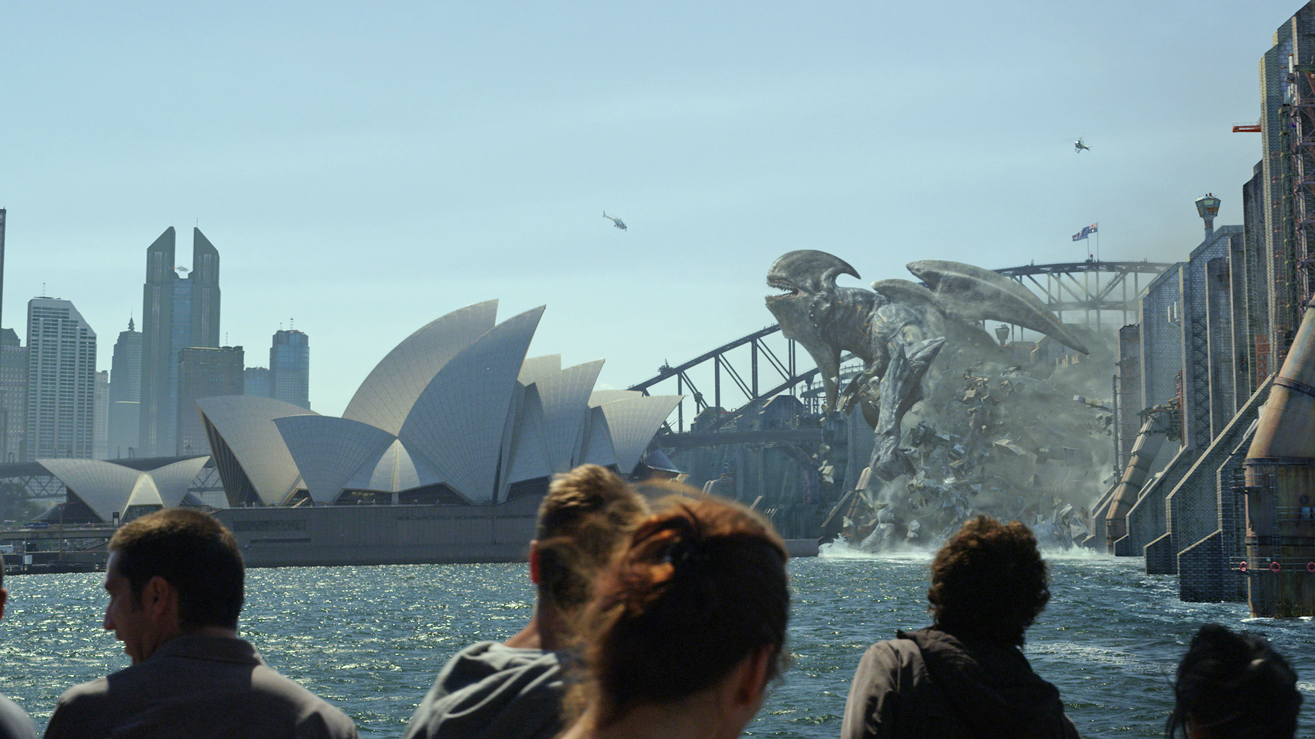 Caption: A Kaiju attacks Sydney Harbour in a scene from the sci-fi action adventure "Warner Bros. Pictures and Legendary Pictures Pacific Rim," a Warner Bros. Pictures release.