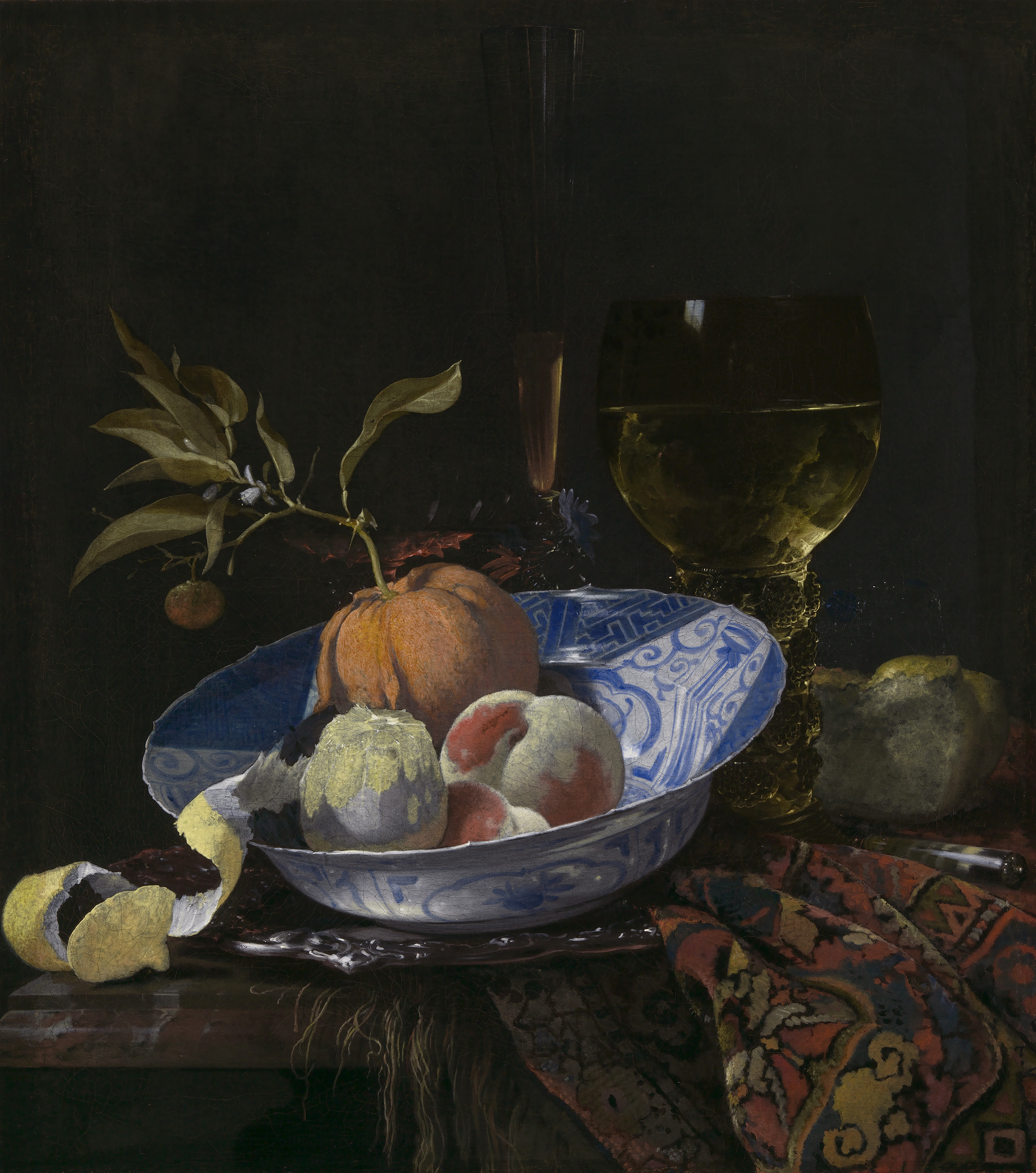 “Still Life with a Peeled Lemon” by Willem Kalf