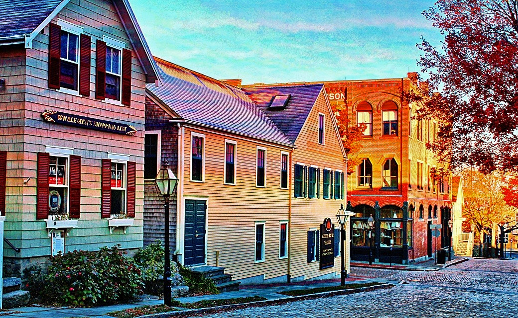 Vintage buildings in the New Bedford Whaling National Historical Park.