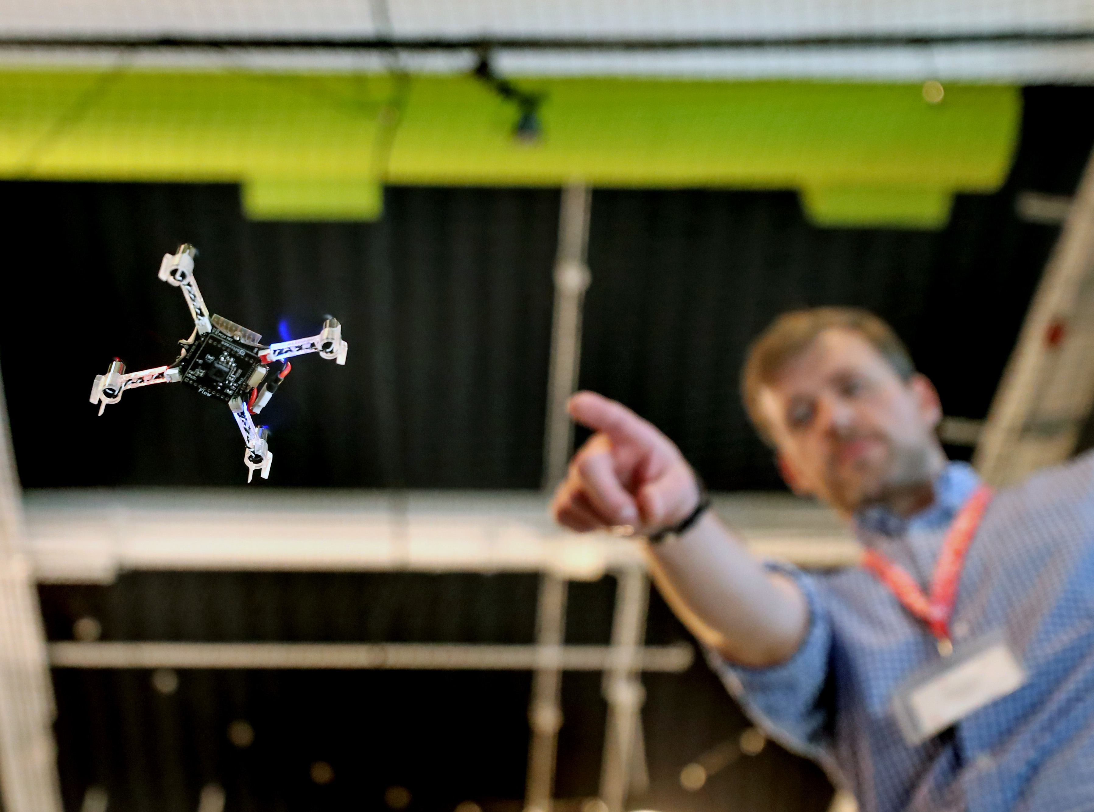 Boris Gromov demonstrated a drone interface that uses gestures to guide.