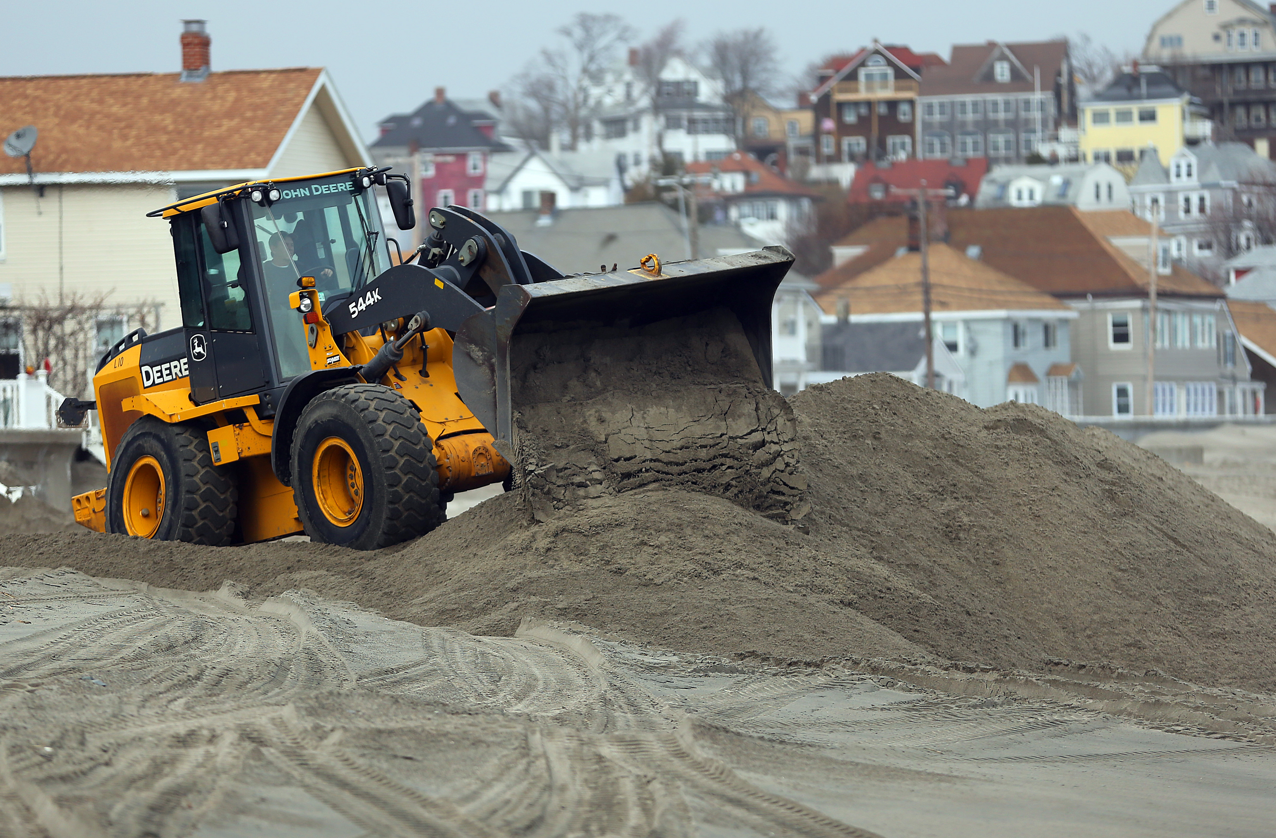Beach sand was used to form a makeshift berm at Yirrell Beach in Winthrop to protect oceanfront homes in advance of a Nor'easter eariler this year.