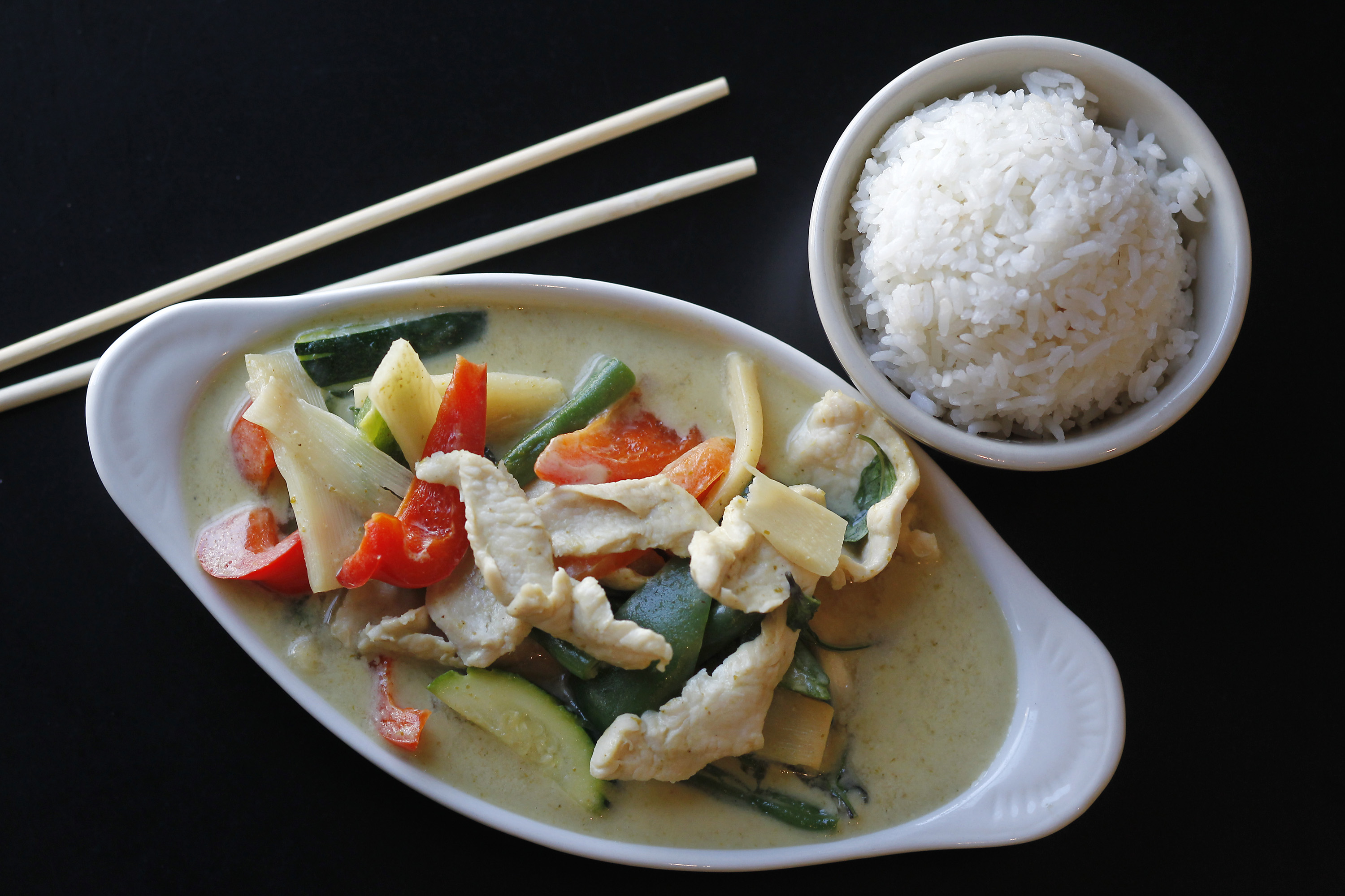 Chicken green curry at Cilantro Thai Cuisine. (Stew Milne for The Globe)