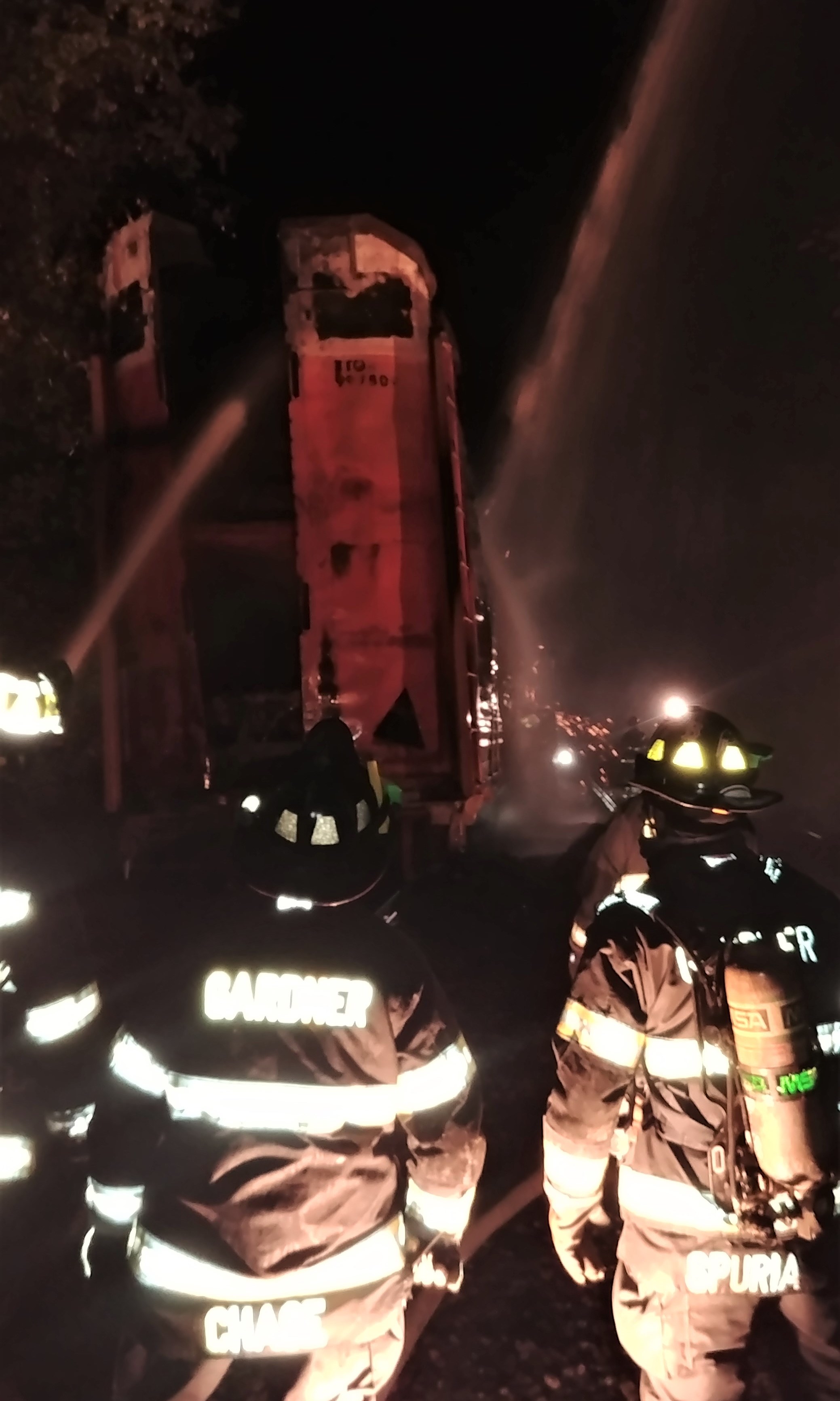 Firefighters trained hoses on the blaze.