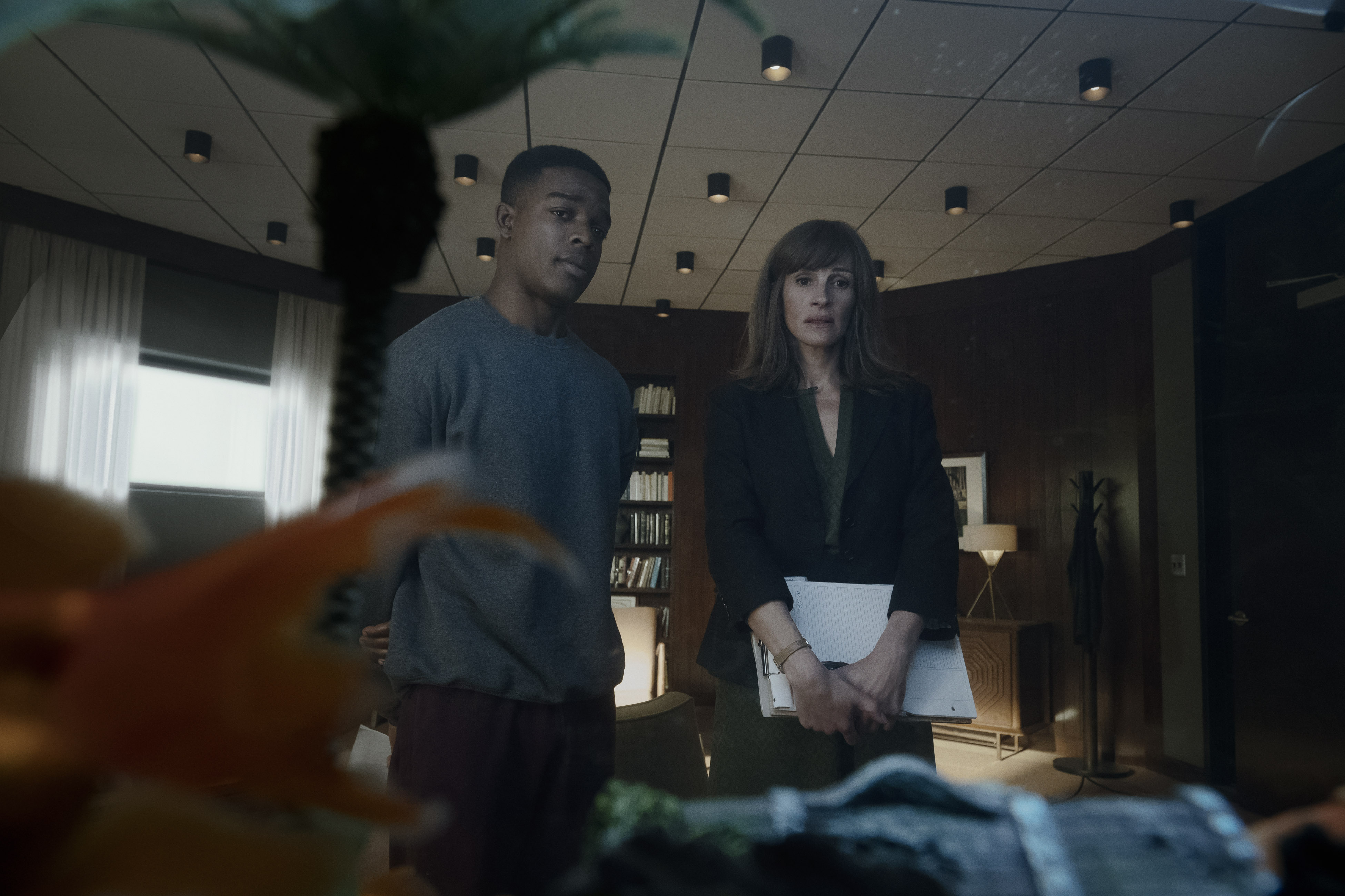Stephan James and Julia Roberts in Amazon’s "Homecoming."