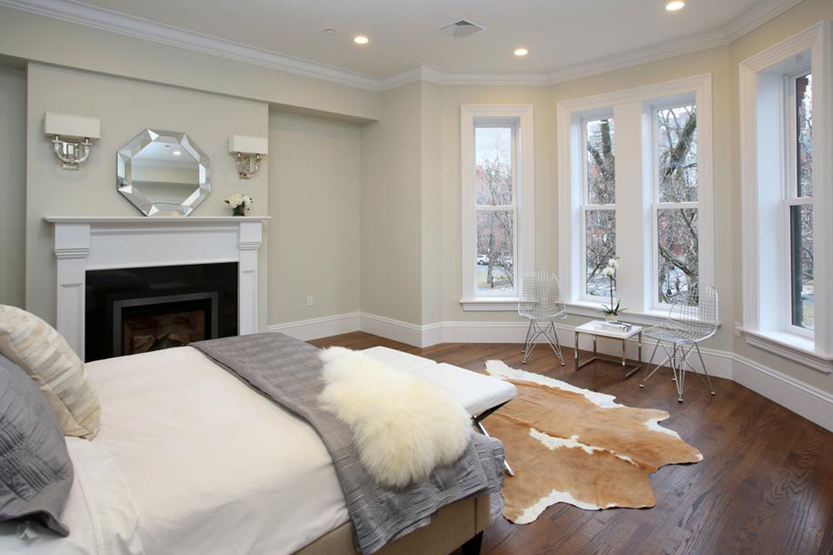 A bedroom inside the Back Bay condo.