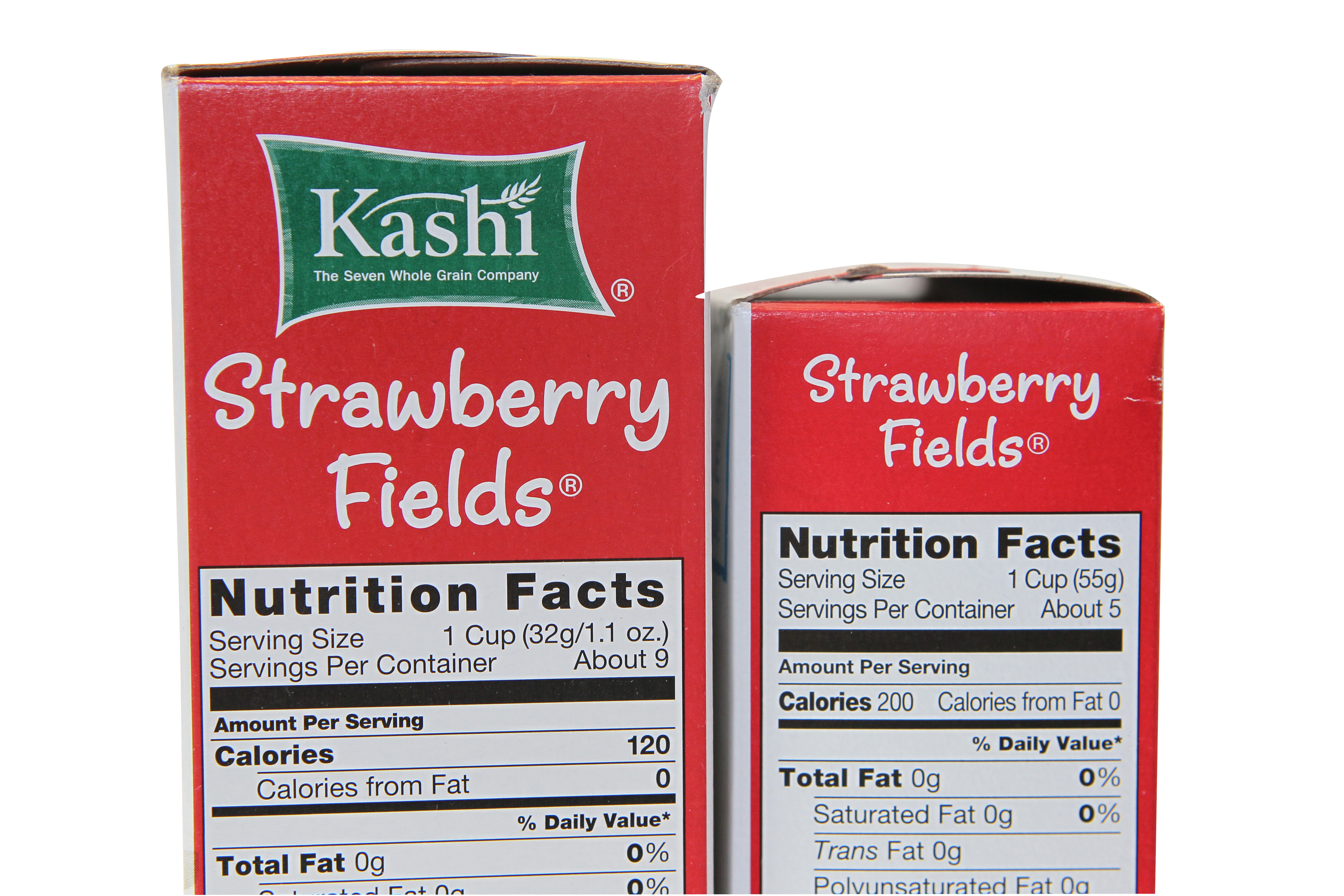 Older Kashi on left 9 servings, newer, more dense on right 5 servings.
