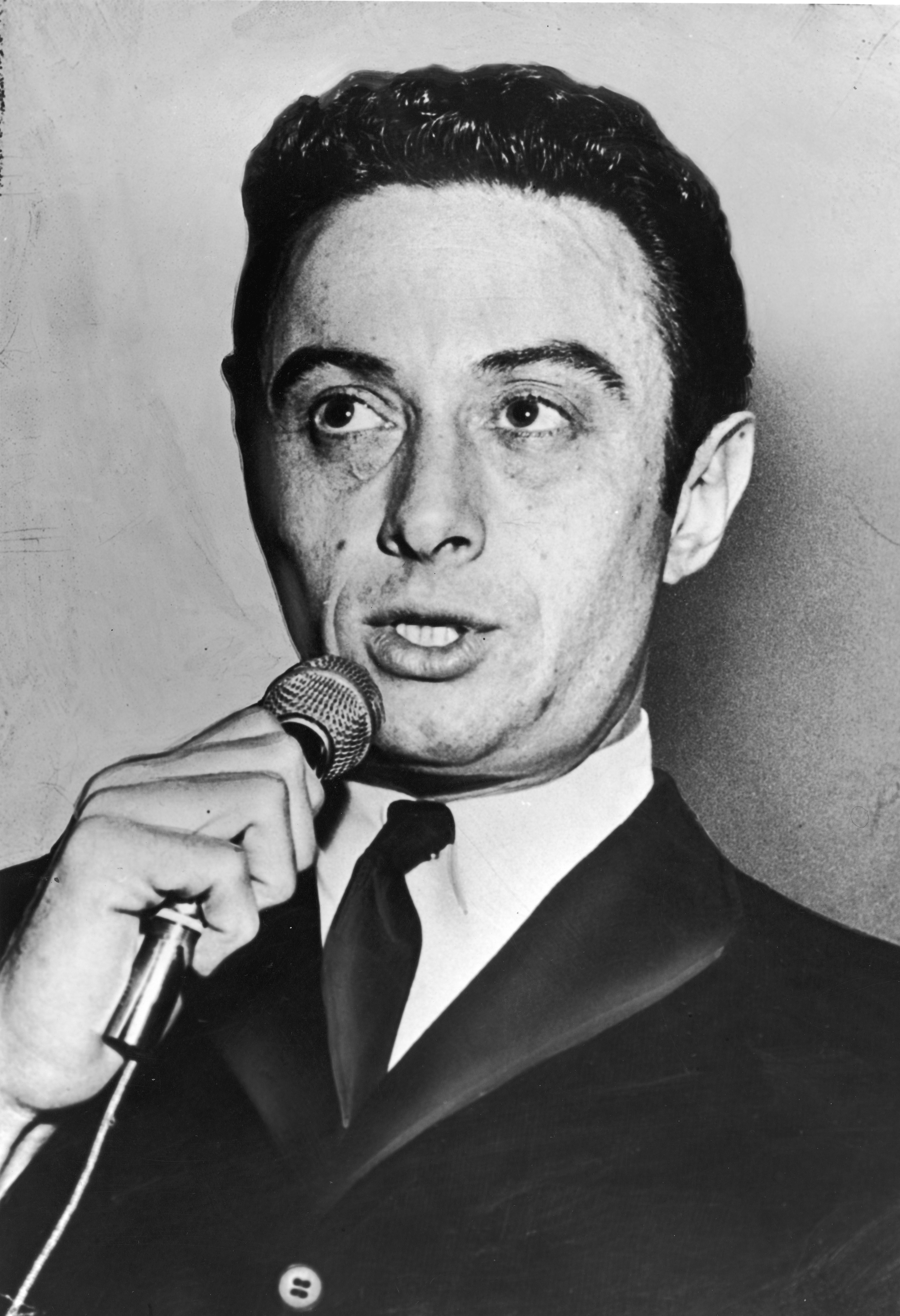 Comedian Lenny Bruce performing in the 1950s.