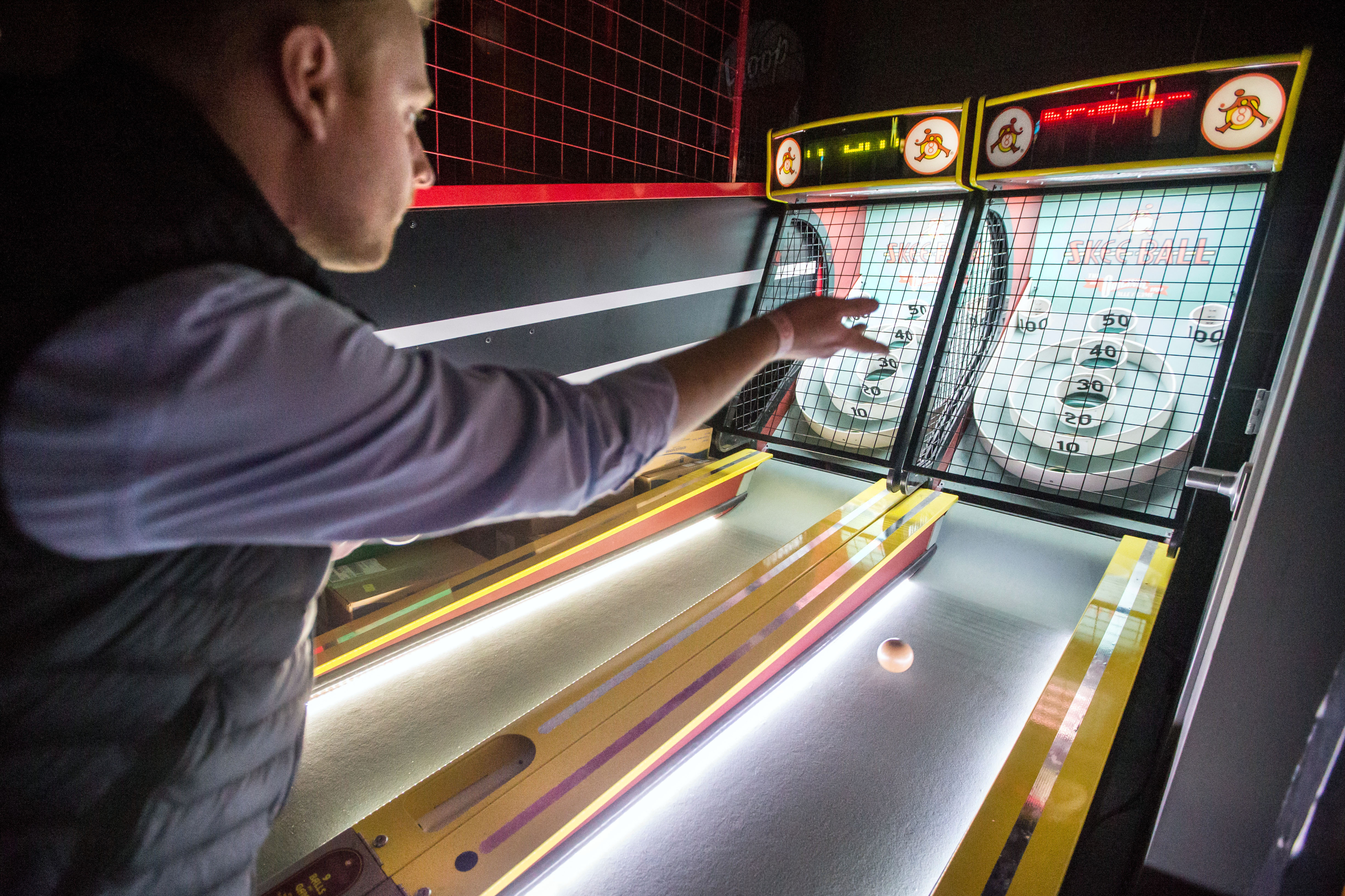 Skee-Ball is one of the games customers can play at A4cade in Cambridge.