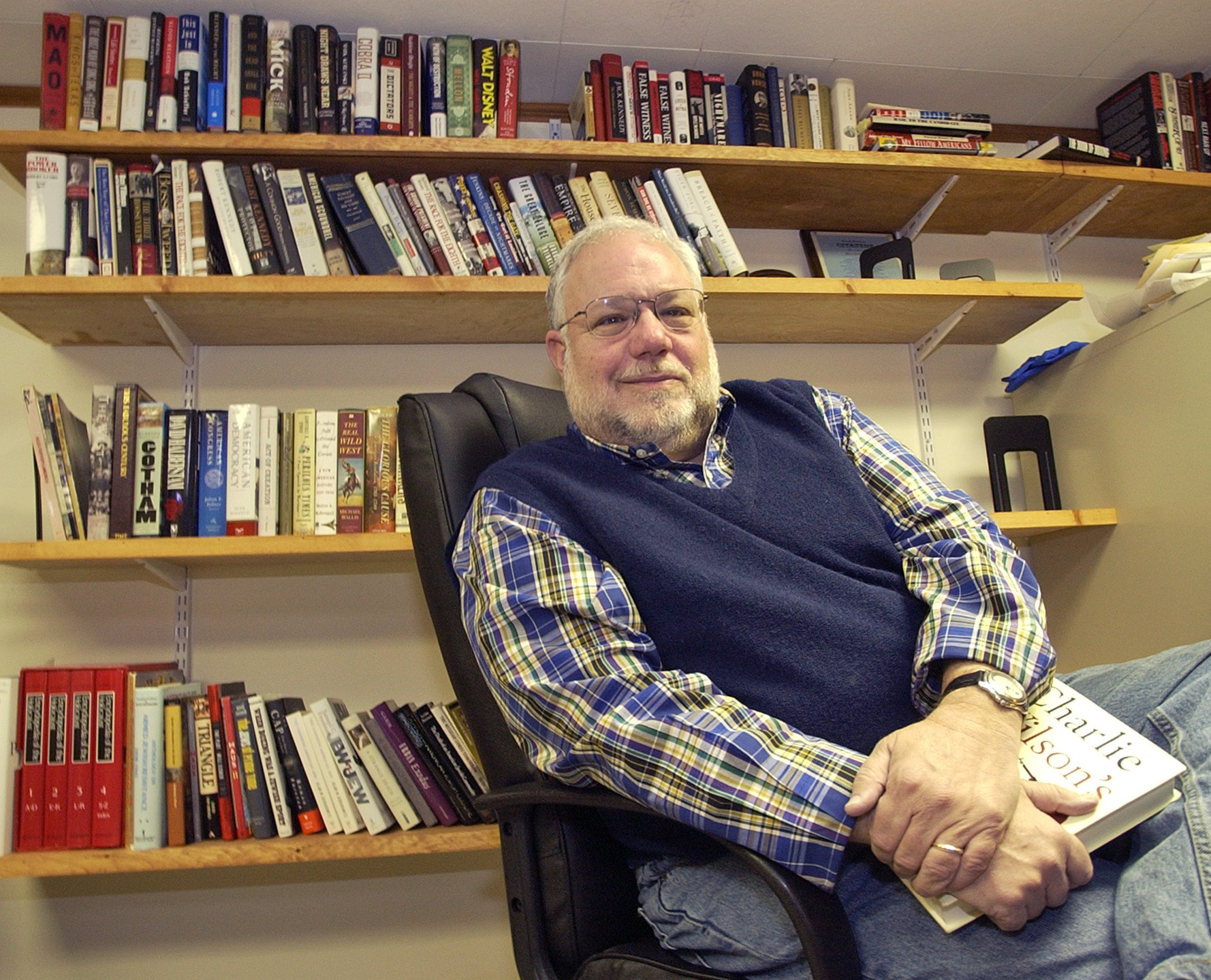 Michael Goldman, political consultant, posed in his home office in Marblehead, Mass. in 2007.
