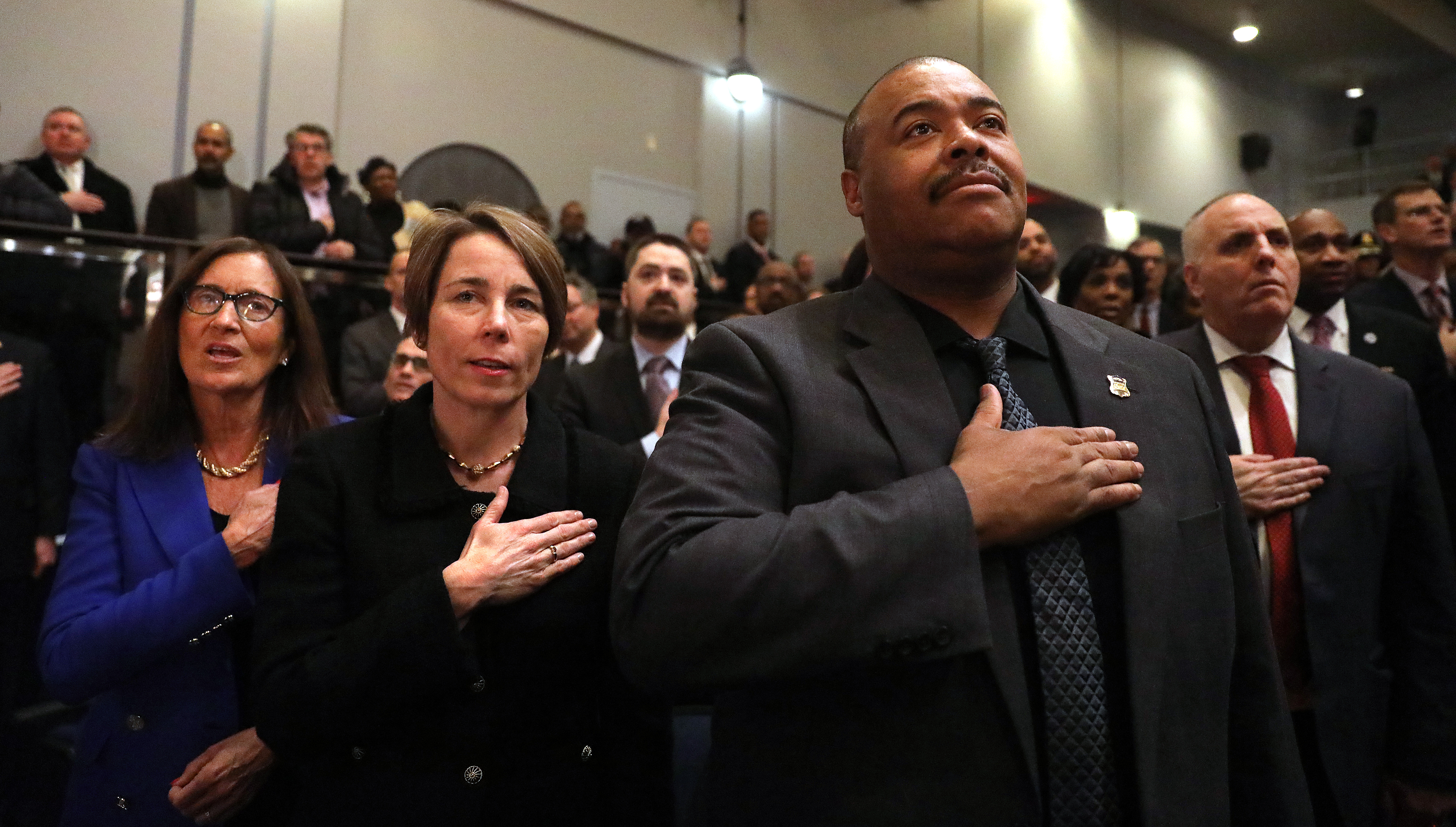 Attorney General Maura Healey and Boston Police Commissioner William Gross attended the ceremony.
