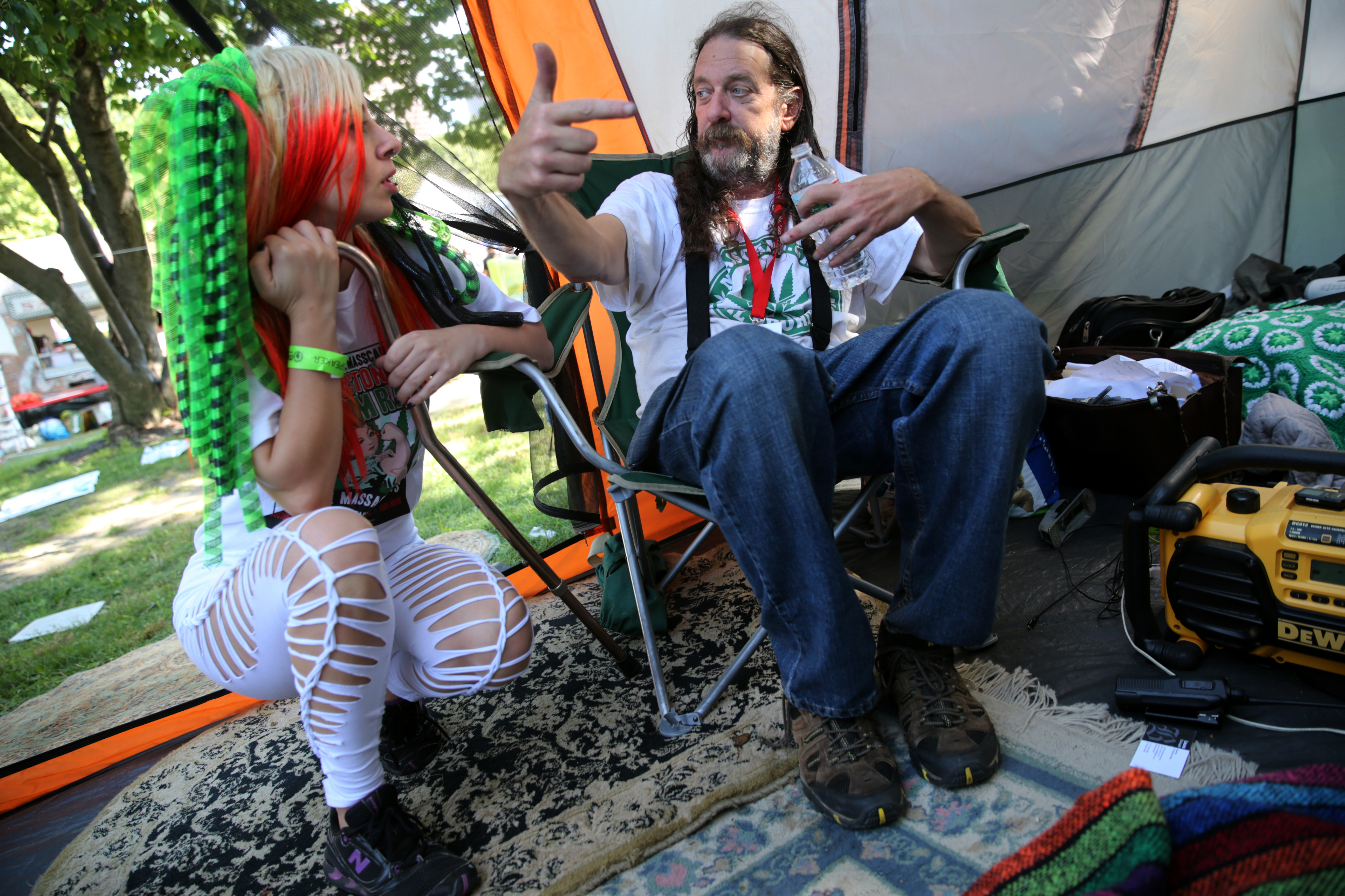 Lilith Astaroth and Bill Downing of the Massachusetts Cannabis Reform Coalition talked about their event during the Boston Freedom Rally.