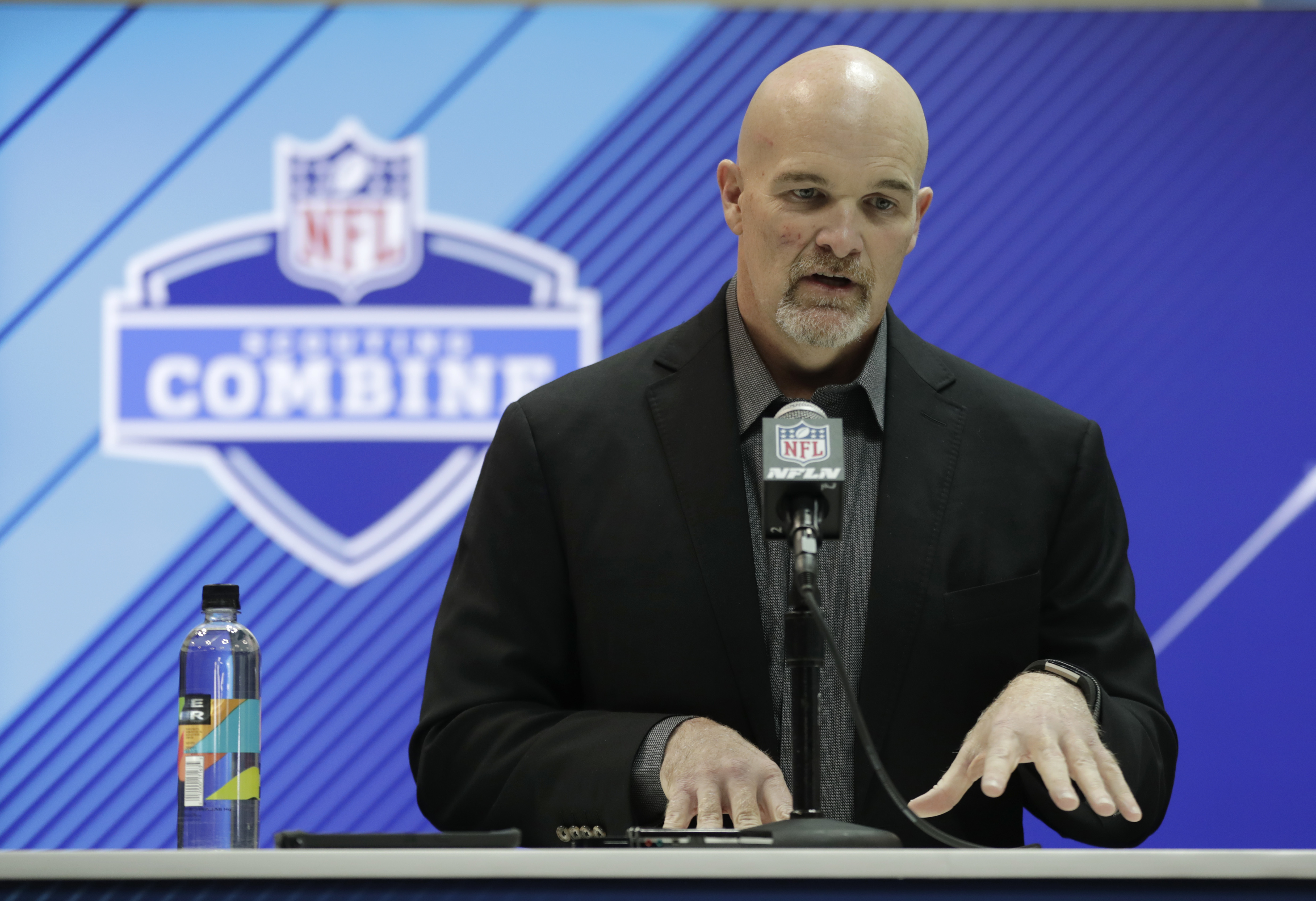 Falcons coach Dan Quinn is interested in the speed element of player-tracking data, “the small things that may not show up on the stat sheet that I’m looking at.”